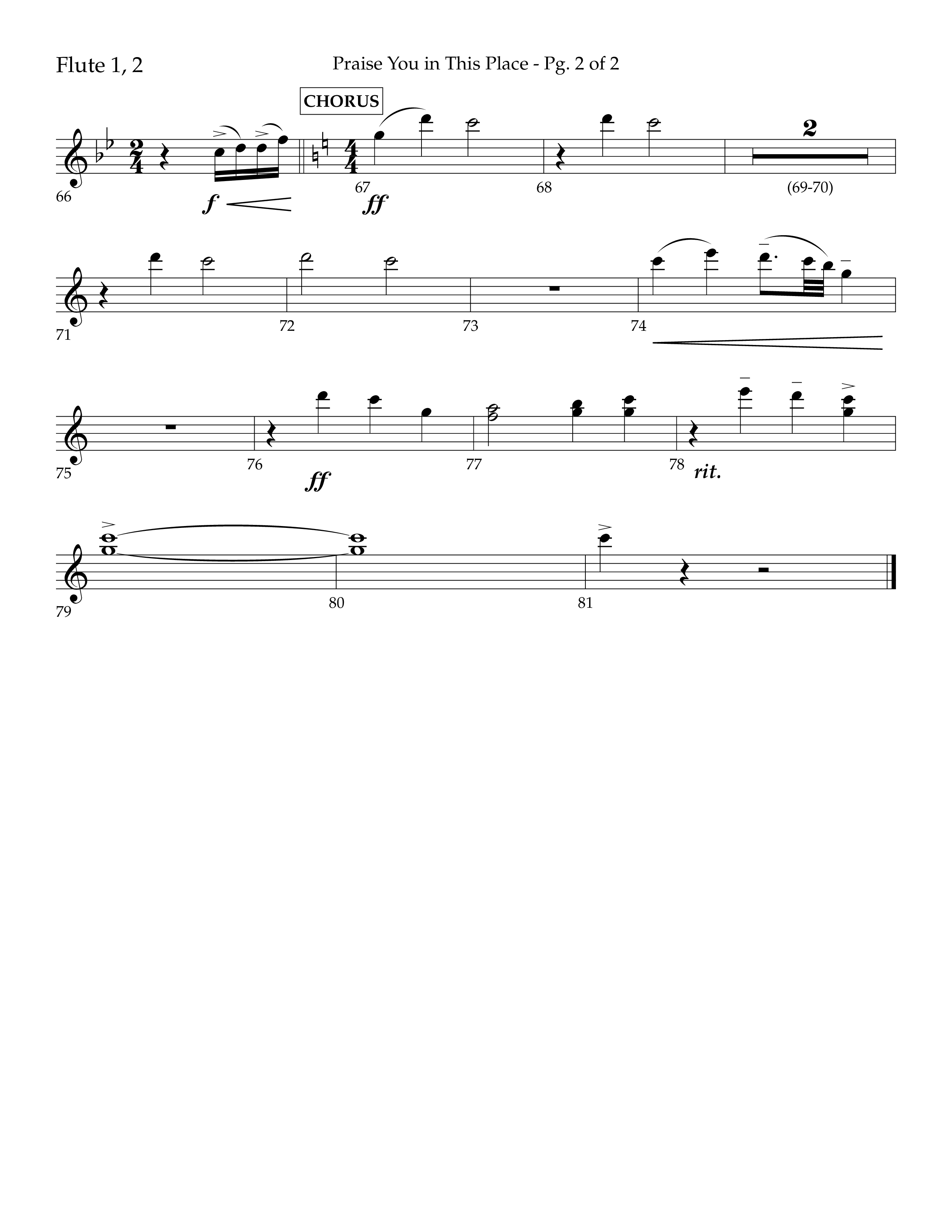 Praise You In This Place (Choral Anthem SATB) Flute 1/2 (Lifeway Choral / Arr. Cliff Duren)