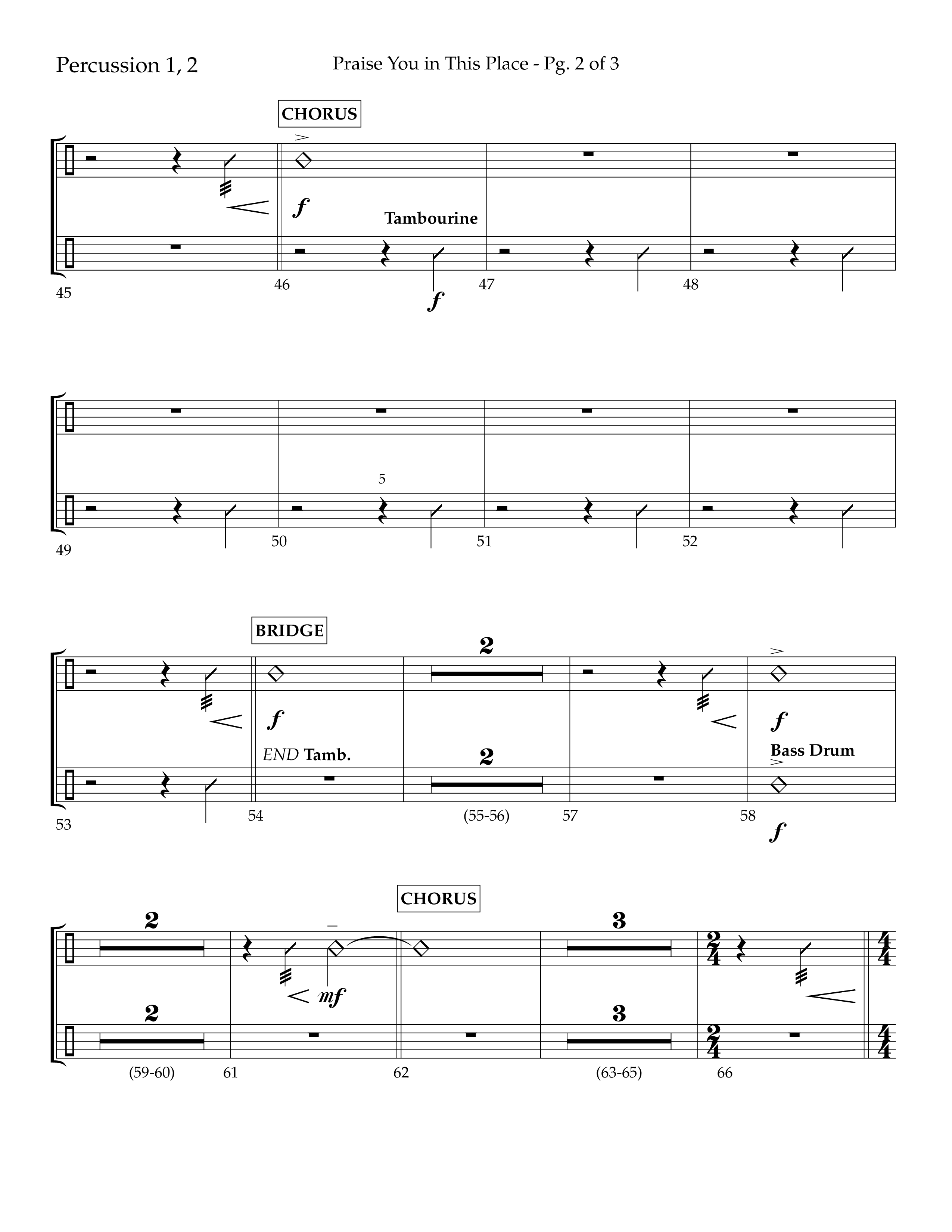 Praise You In This Place (Choral Anthem SATB) Percussion 1/2 (Lifeway Choral / Arr. Cliff Duren)
