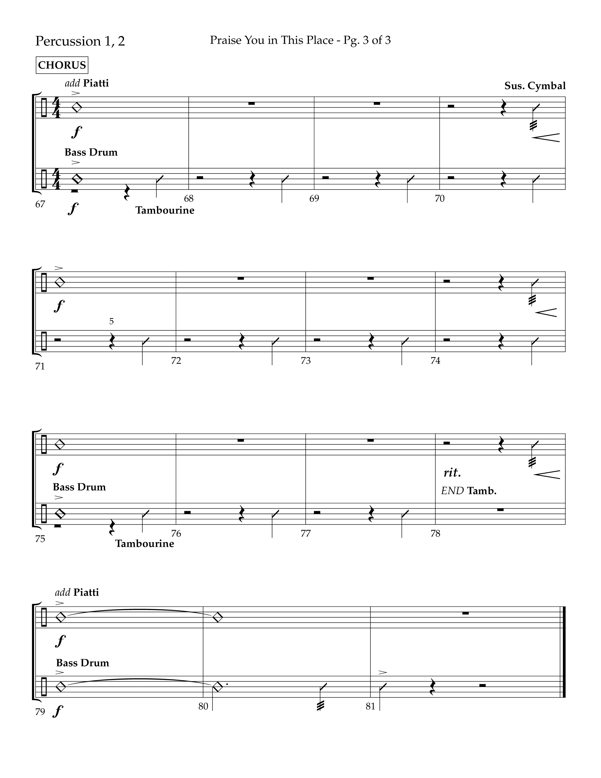 Praise You In This Place (Choral Anthem SATB) Percussion 1/2 (Lifeway Choral / Arr. Cliff Duren)