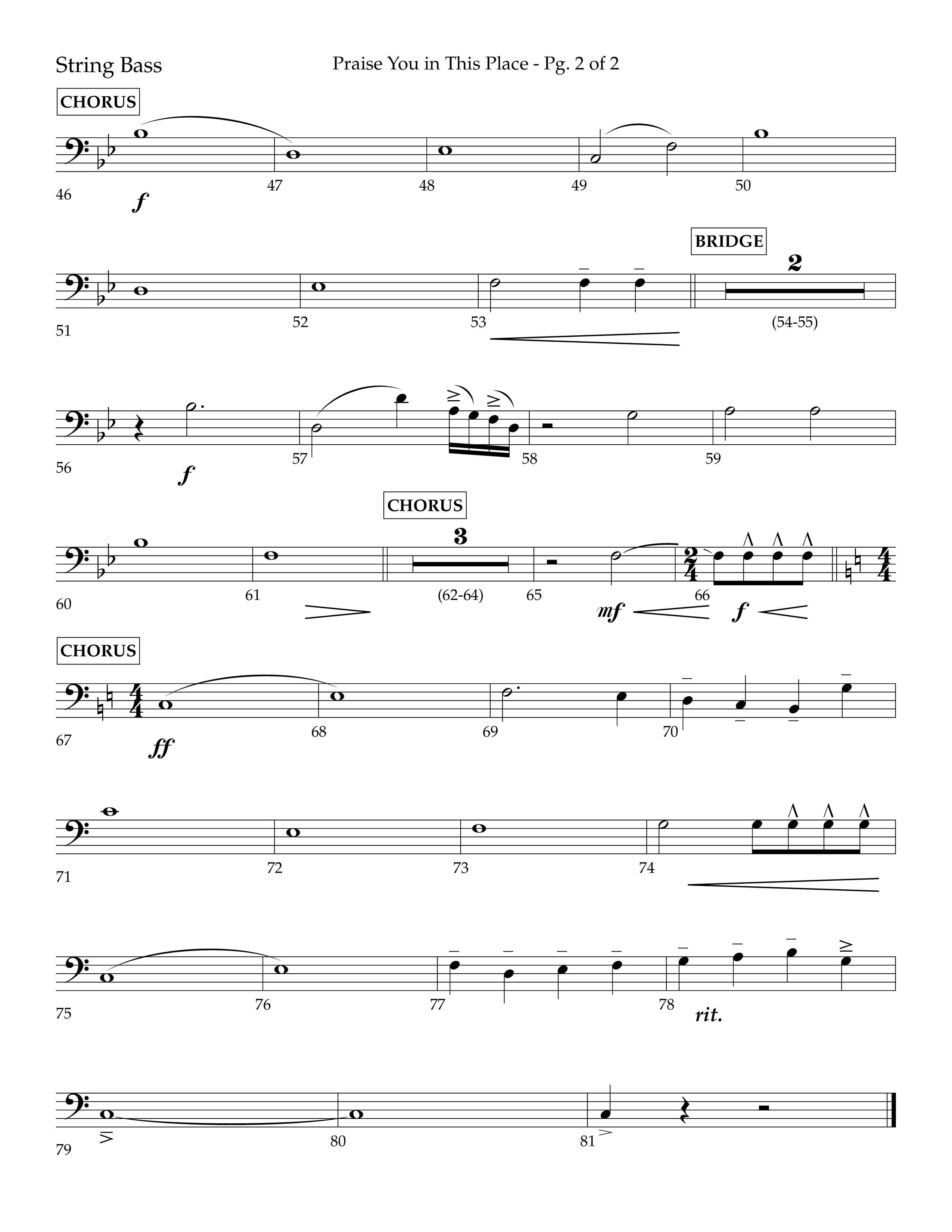 Praise You In This Place (Choral Anthem SATB) String Bass (Lifeway Choral / Arr. Cliff Duren)
