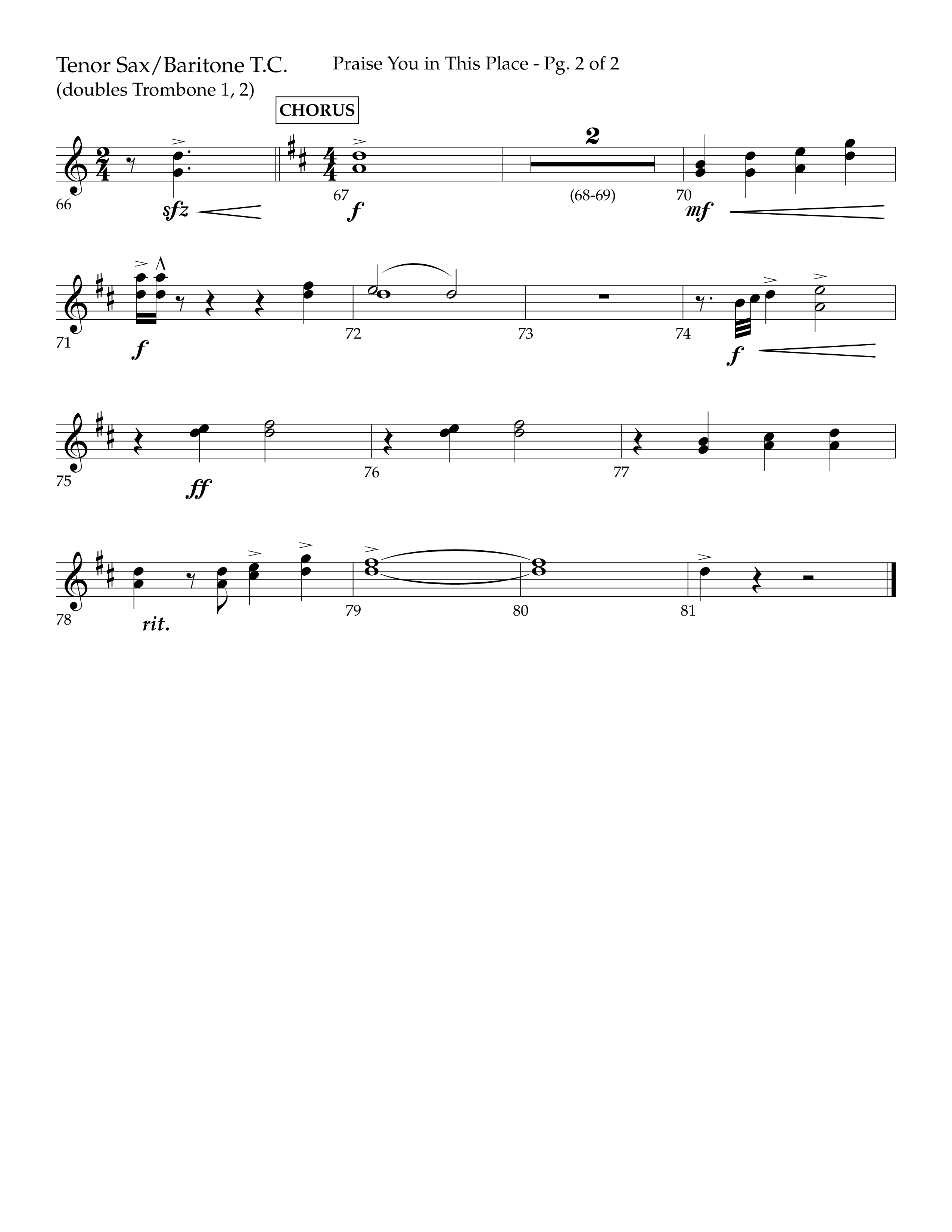 Praise You In This Place (Choral Anthem SATB) Tenor Sax/Baritone T.C. (Lifeway Choral / Arr. Cliff Duren)