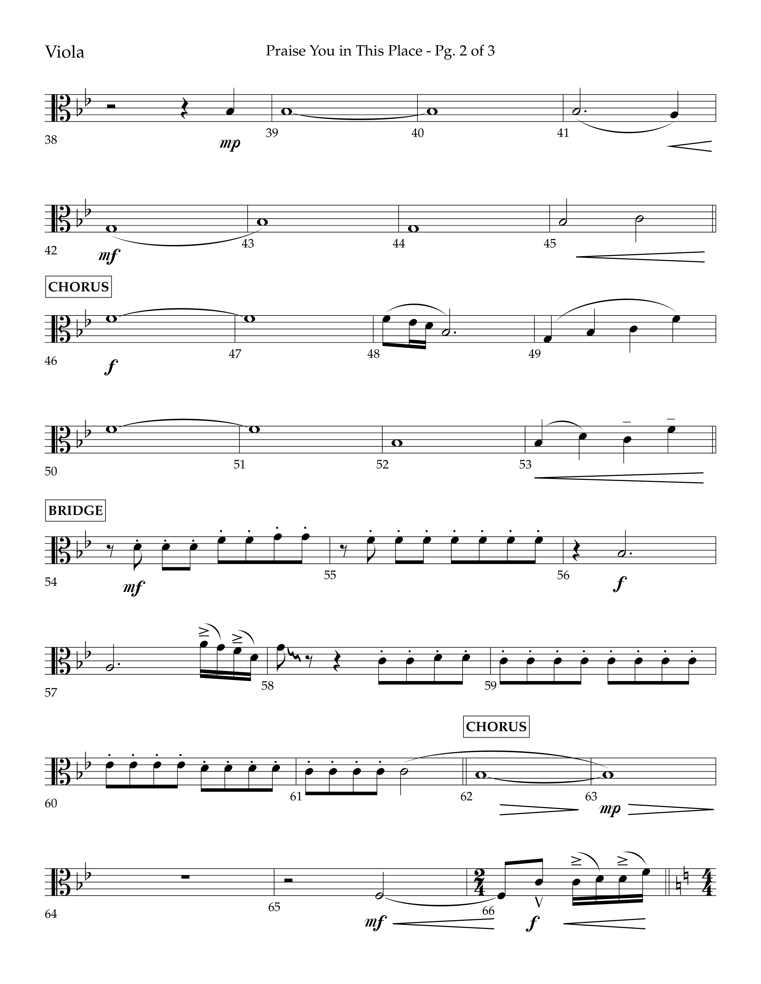 Praise You In This Place (Choral Anthem SATB) Viola (Lifeway Choral / Arr. Cliff Duren)