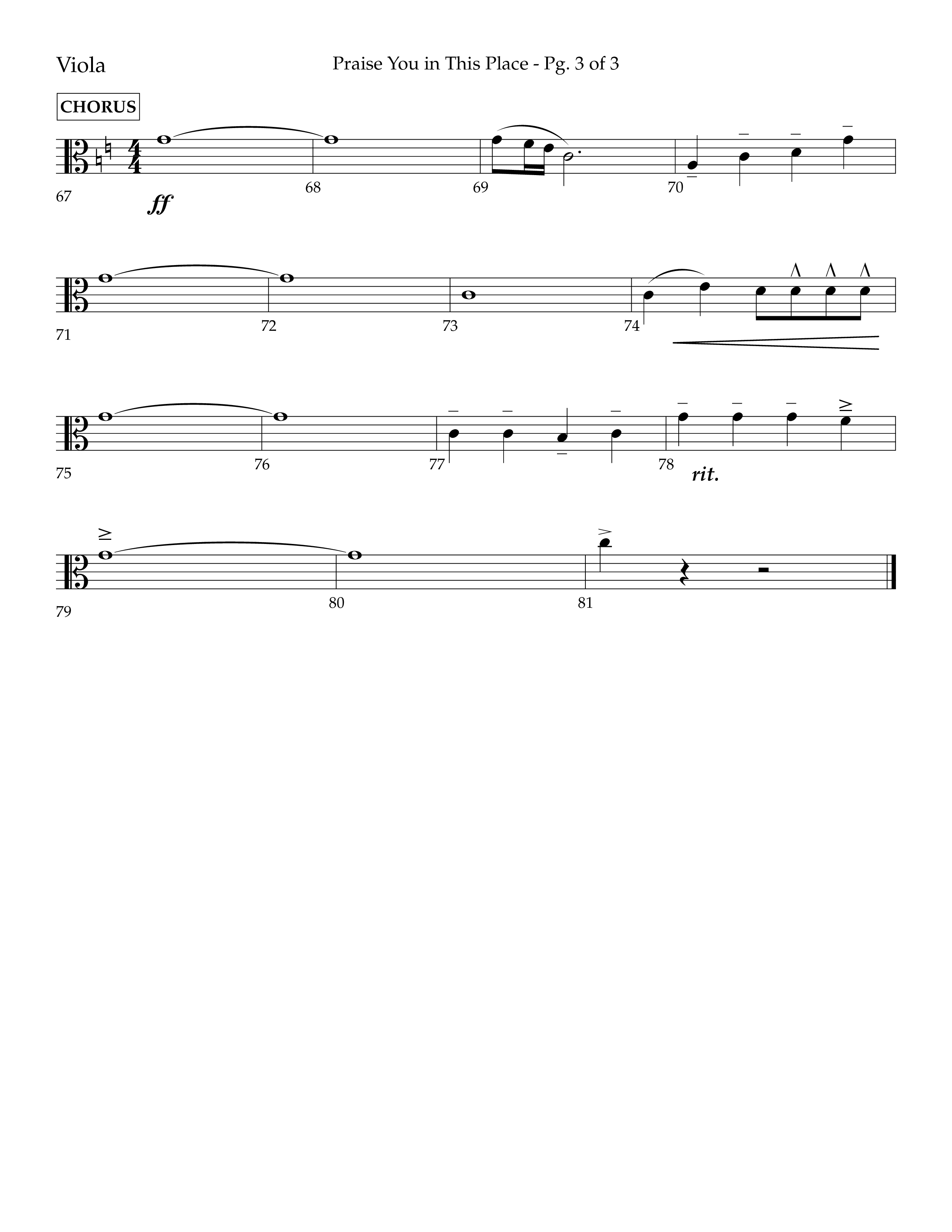 Praise You In This Place (Choral Anthem SATB) Viola (Lifeway Choral / Arr. Cliff Duren)