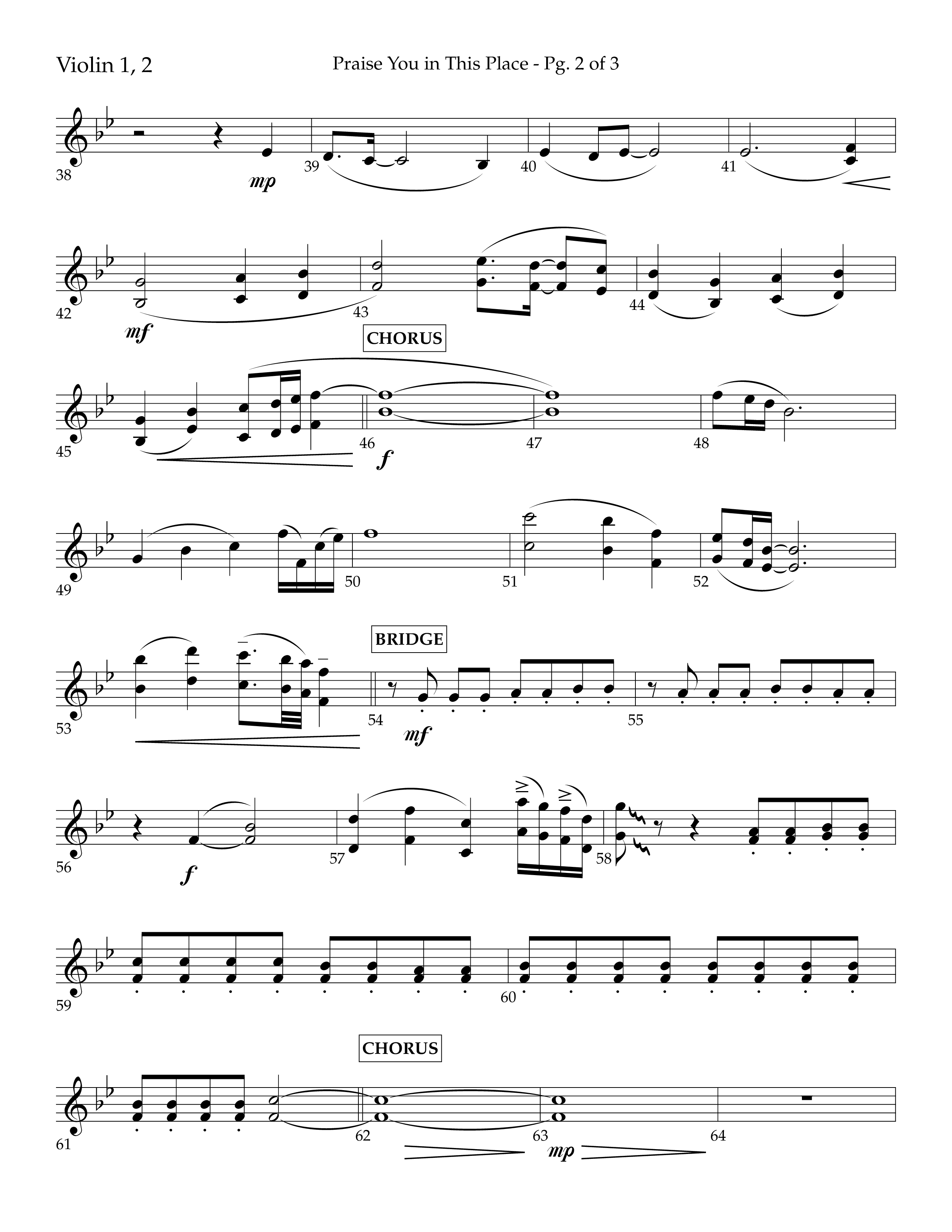 Praise You In This Place (Choral Anthem SATB) Violin 1/2 (Lifeway Choral / Arr. Cliff Duren)