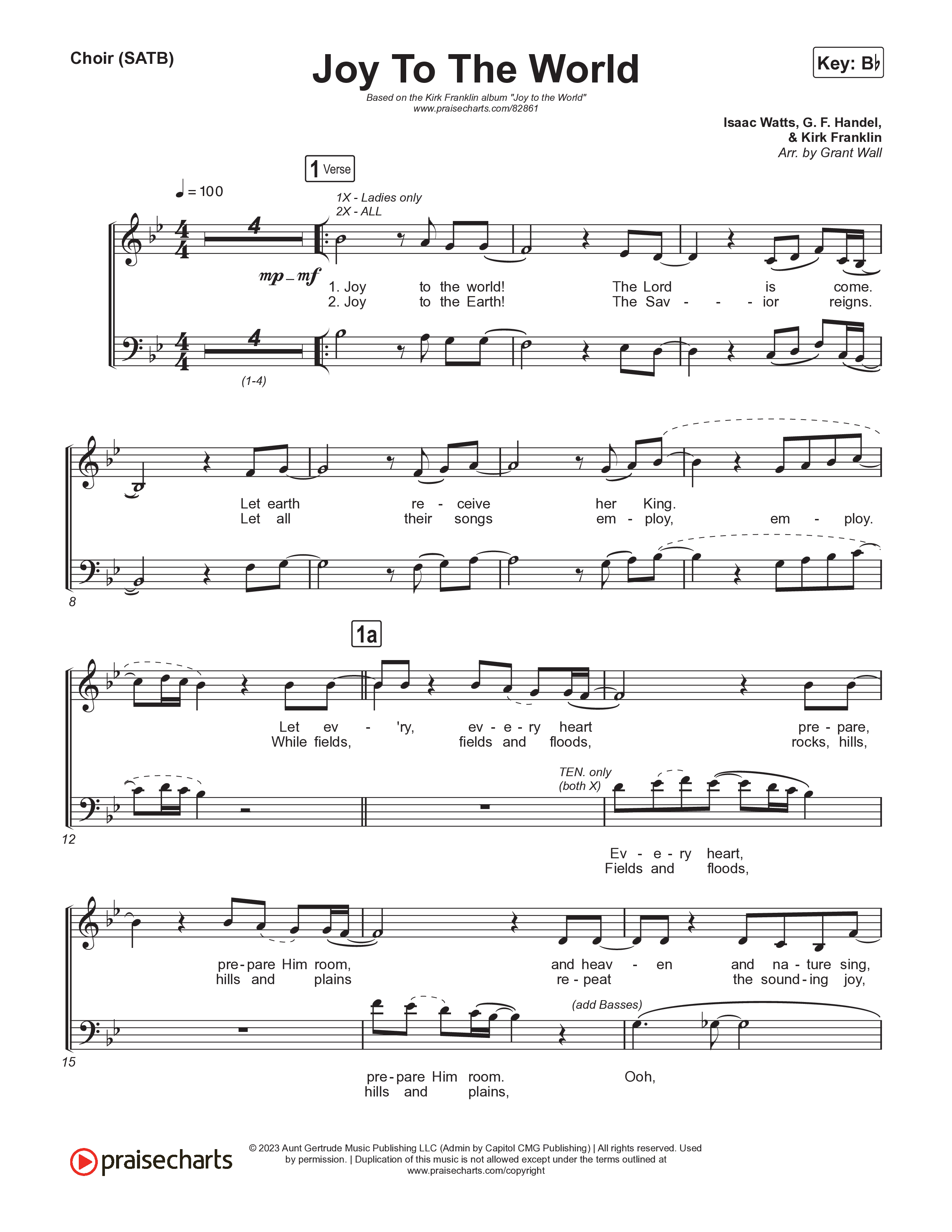 Joy To The World Choir Sheet (SATB) (Kirk Franklin)