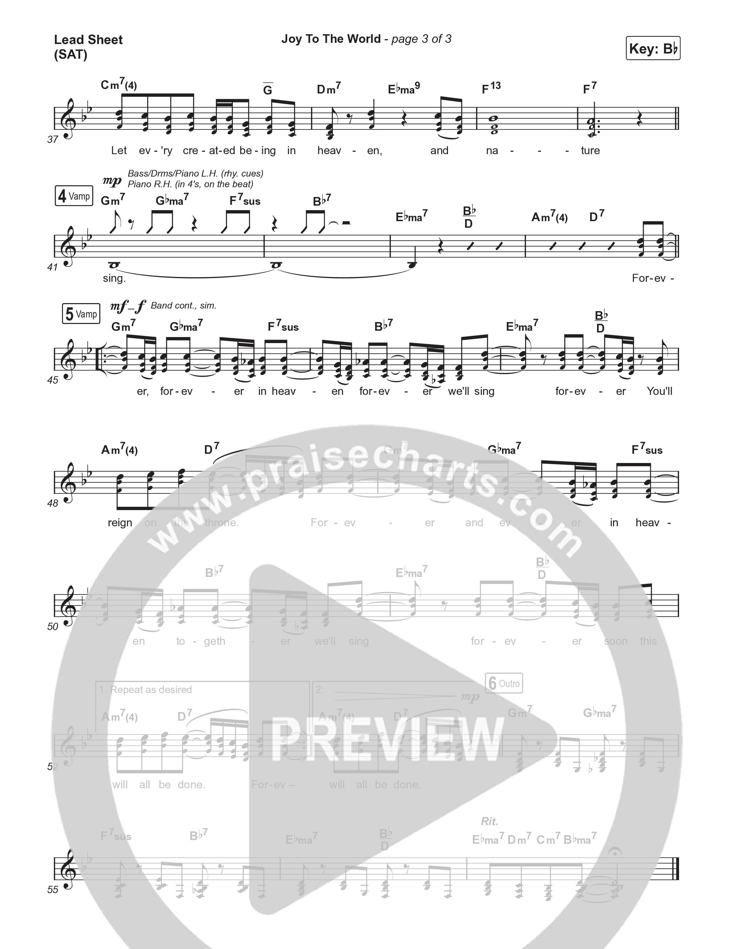 Joy To The World Lead Sheet (SAT) (Kirk Franklin)