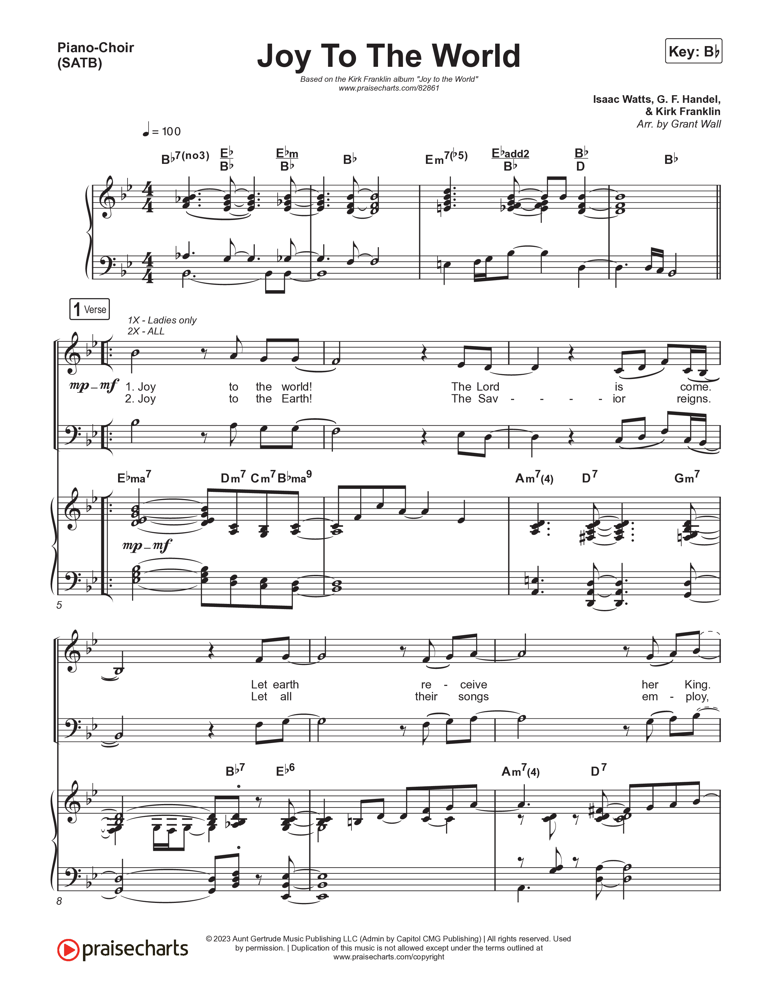 Joy To The World Piano/Vocal (SATB) (Kirk Franklin)