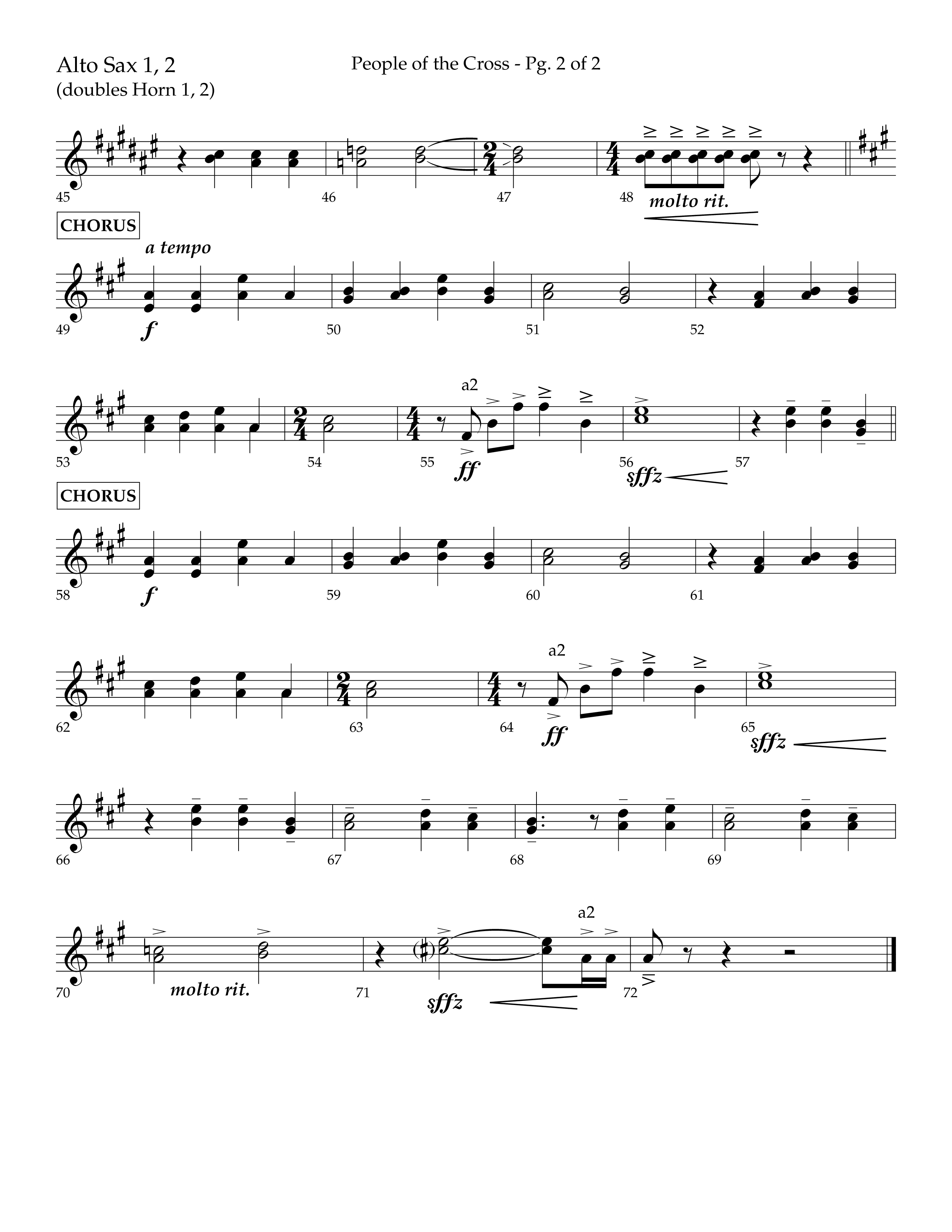 People Of The Cross (Choral Anthem SATB) Alto Sax 1/2 (Lifeway Choral / Arr. Kirk Kirkland / Orch. Phillip Keveren)