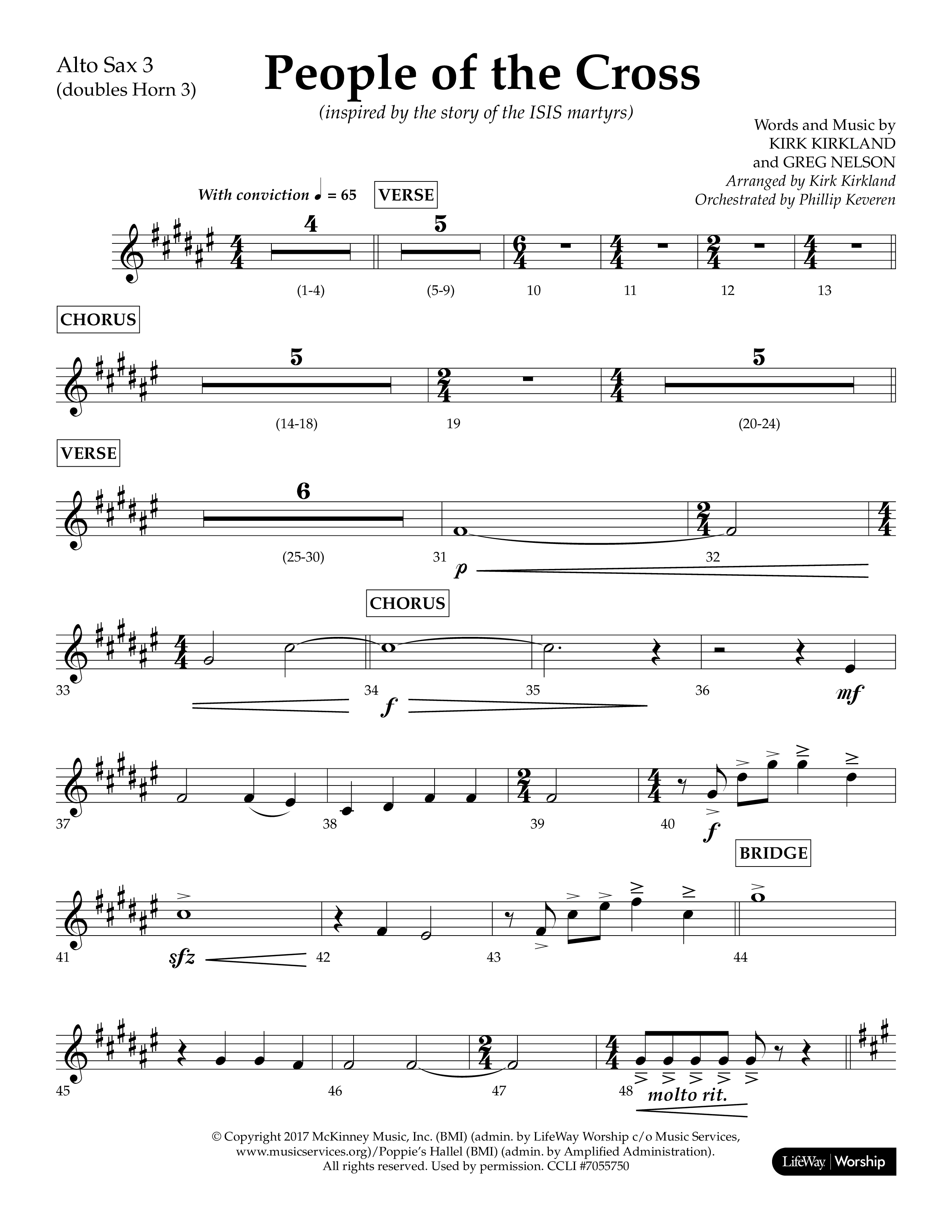 People Of The Cross (Choral Anthem SATB) Alto Sax (Lifeway Choral / Arr. Kirk Kirkland / Orch. Phillip Keveren)