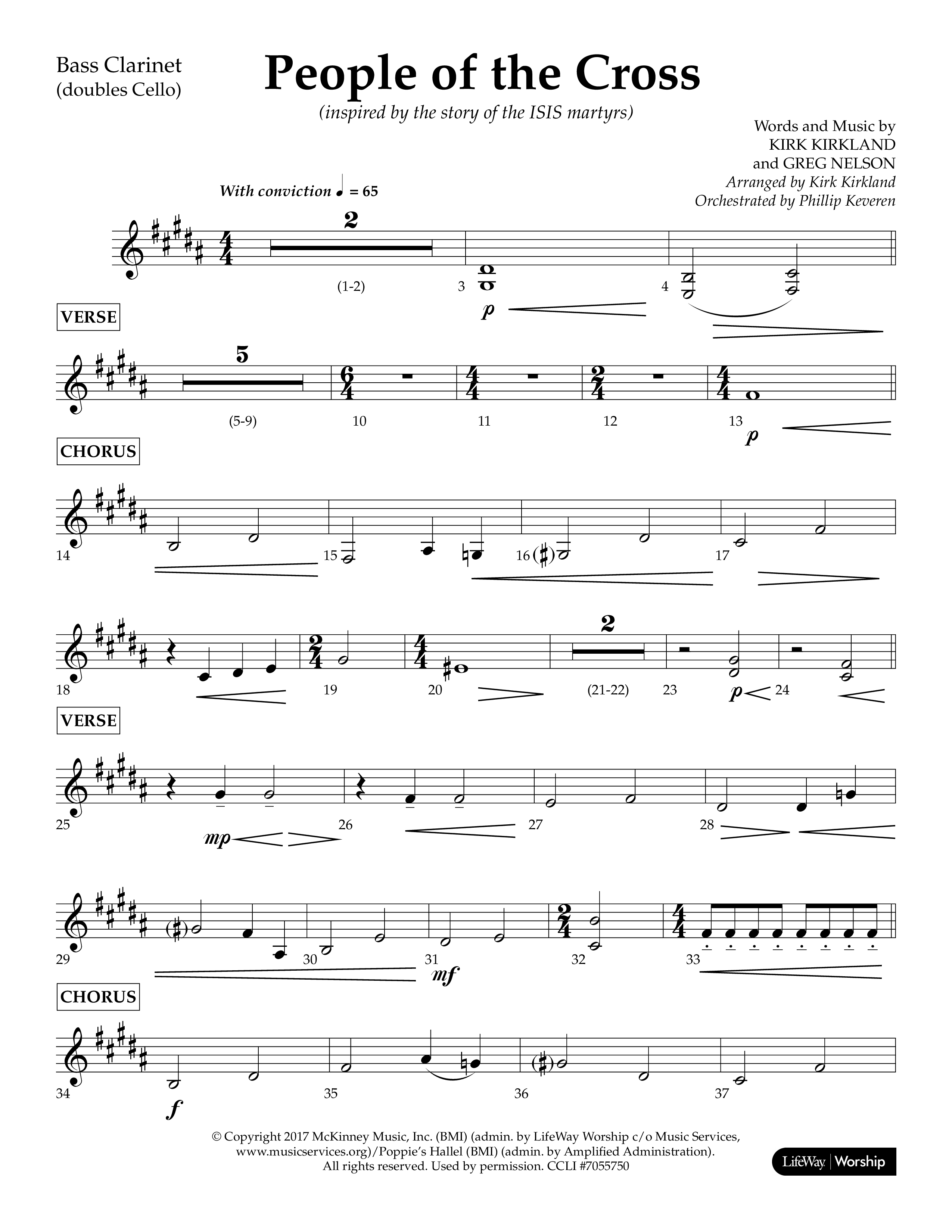 People Of The Cross (Choral Anthem SATB) Bass Clarinet (Lifeway Choral / Arr. Kirk Kirkland / Orch. Phillip Keveren)