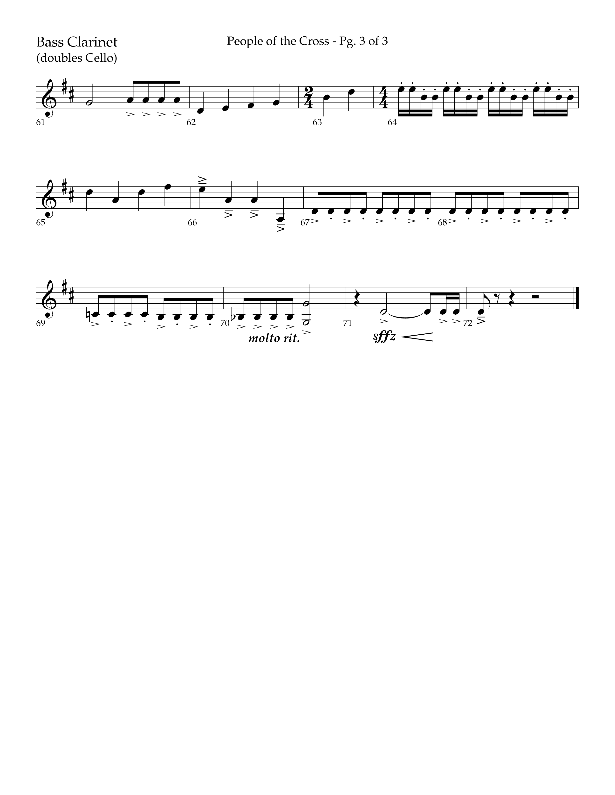 People Of The Cross (Choral Anthem SATB) Bass Clarinet (Lifeway Choral / Arr. Kirk Kirkland / Orch. Phillip Keveren)