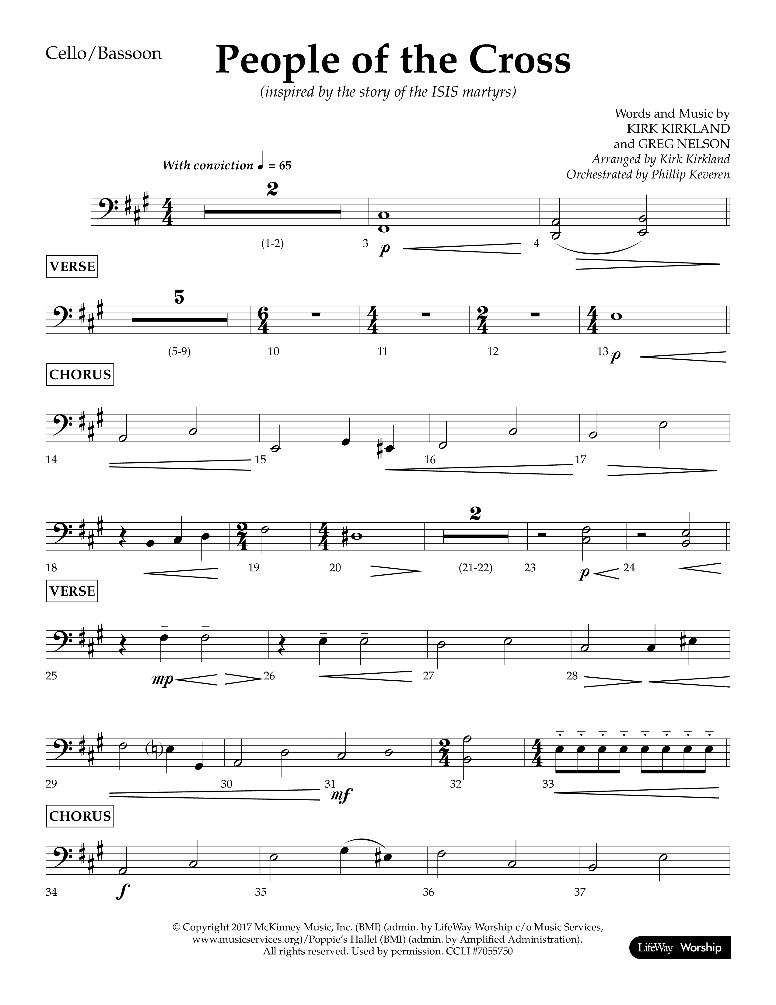 People Of The Cross (Choral Anthem SATB) Cello (Lifeway Choral / Arr. Kirk Kirkland / Orch. Phillip Keveren)