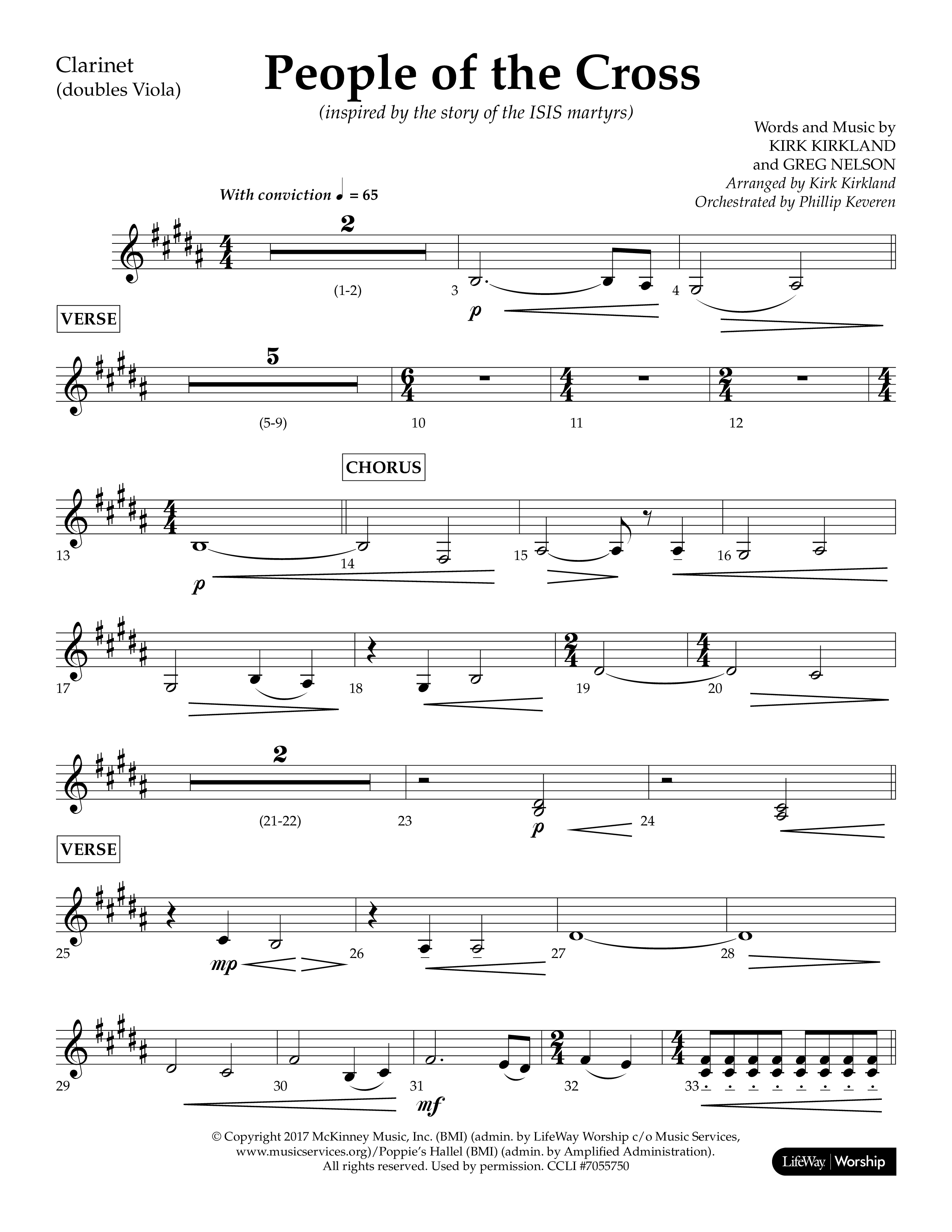 People Of The Cross (Choral Anthem SATB) Clarinet (Lifeway Choral / Arr. Kirk Kirkland / Orch. Phillip Keveren)