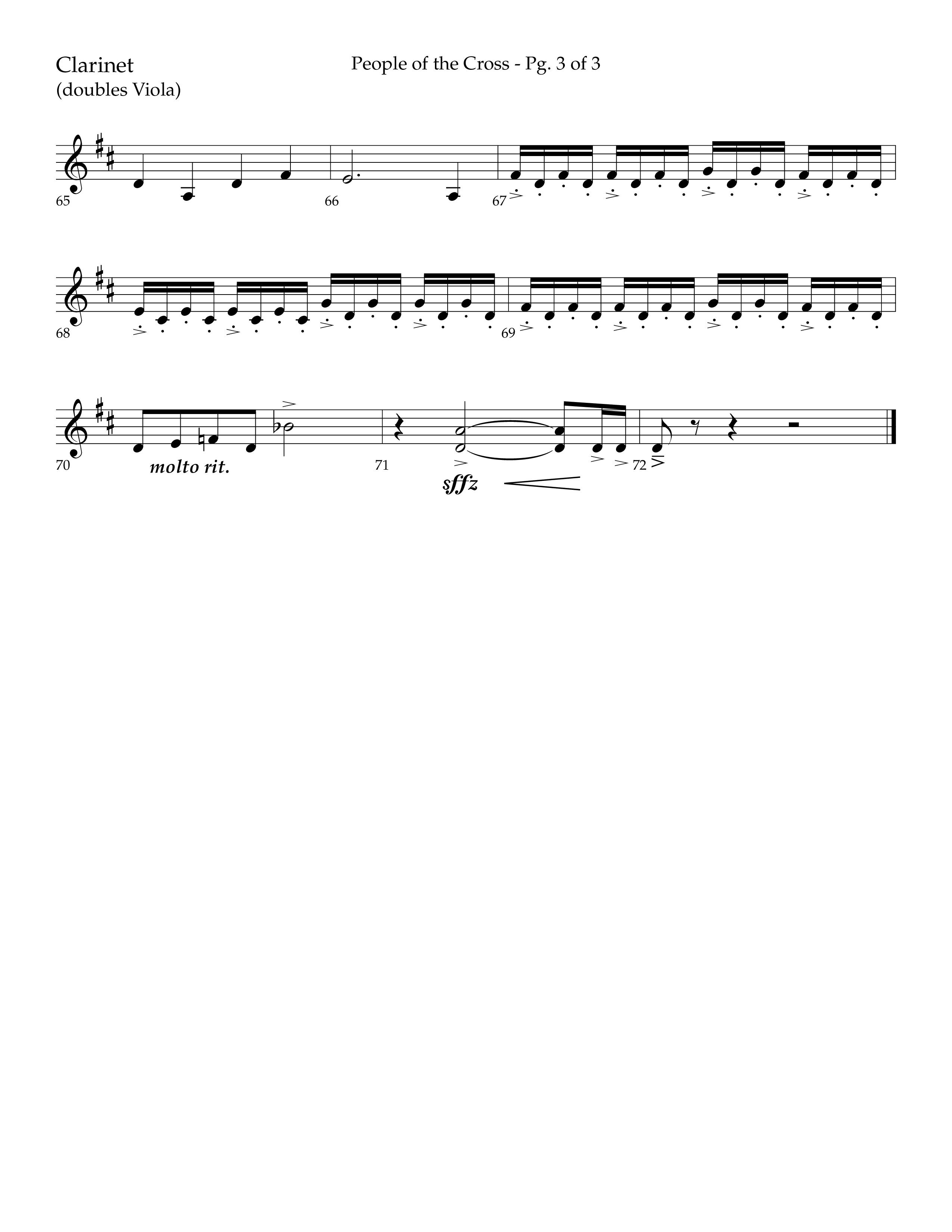 People Of The Cross (Choral Anthem SATB) Clarinet (Lifeway Choral / Arr. Kirk Kirkland / Orch. Phillip Keveren)