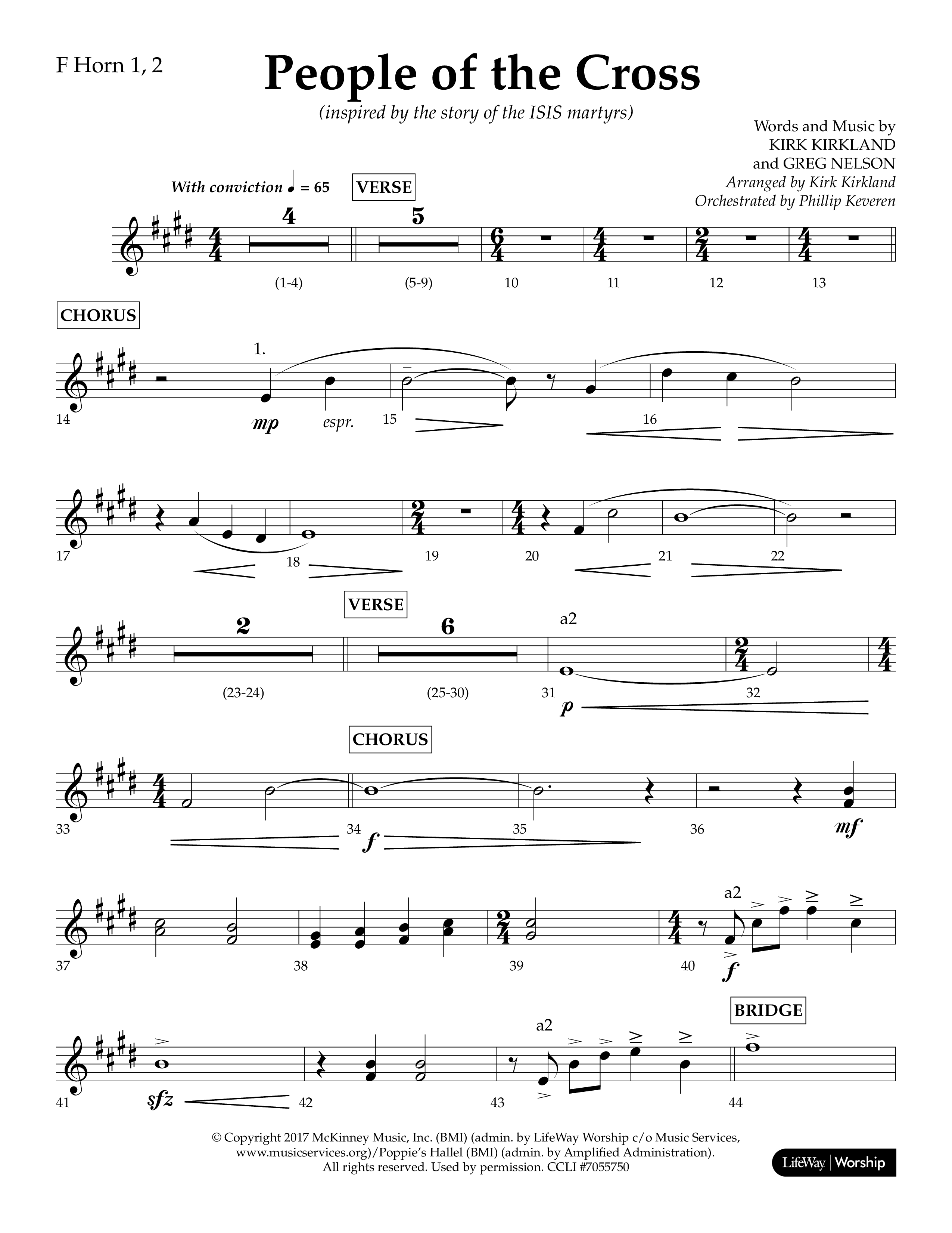 People Of The Cross (Choral Anthem SATB) French Horn 1/2 (Lifeway Choral / Arr. Kirk Kirkland / Orch. Phillip Keveren)