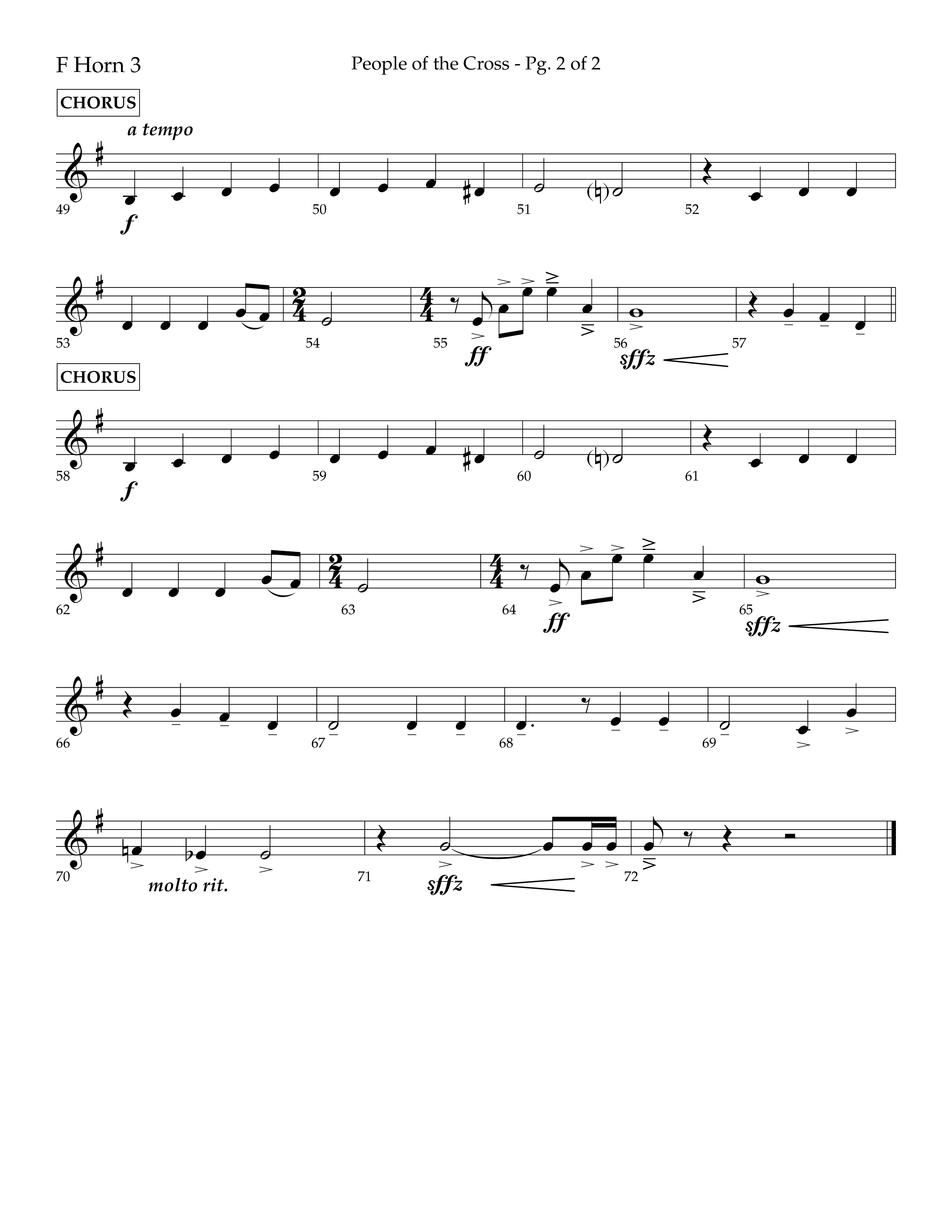 People Of The Cross (Choral Anthem SATB) French Horn 3 (Lifeway Choral / Arr. Kirk Kirkland / Orch. Phillip Keveren)