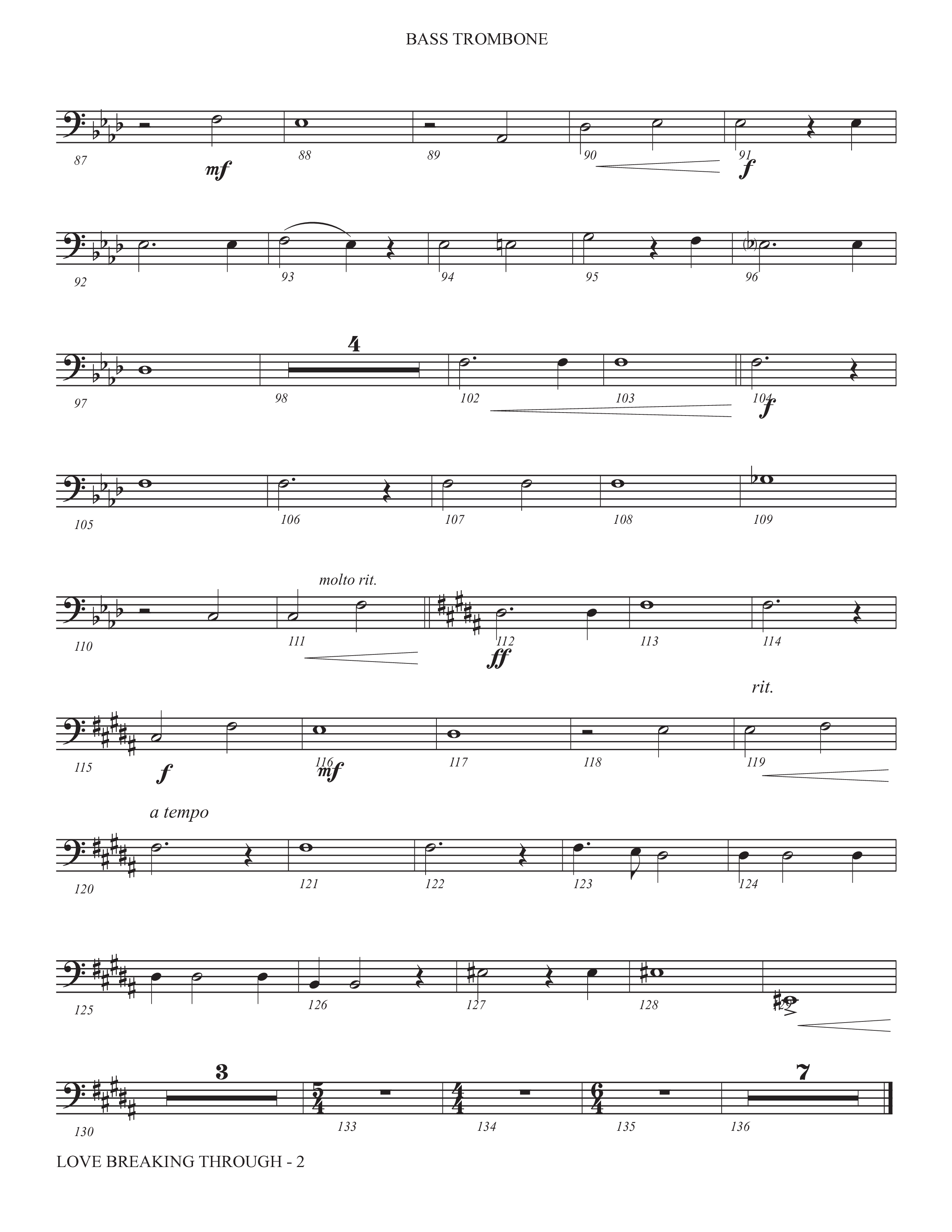 Love Breaking Through Bass Trombone (TaRanda Greene / Arr. Bradley Knight / The Brooklyn Tabernacle Choir)