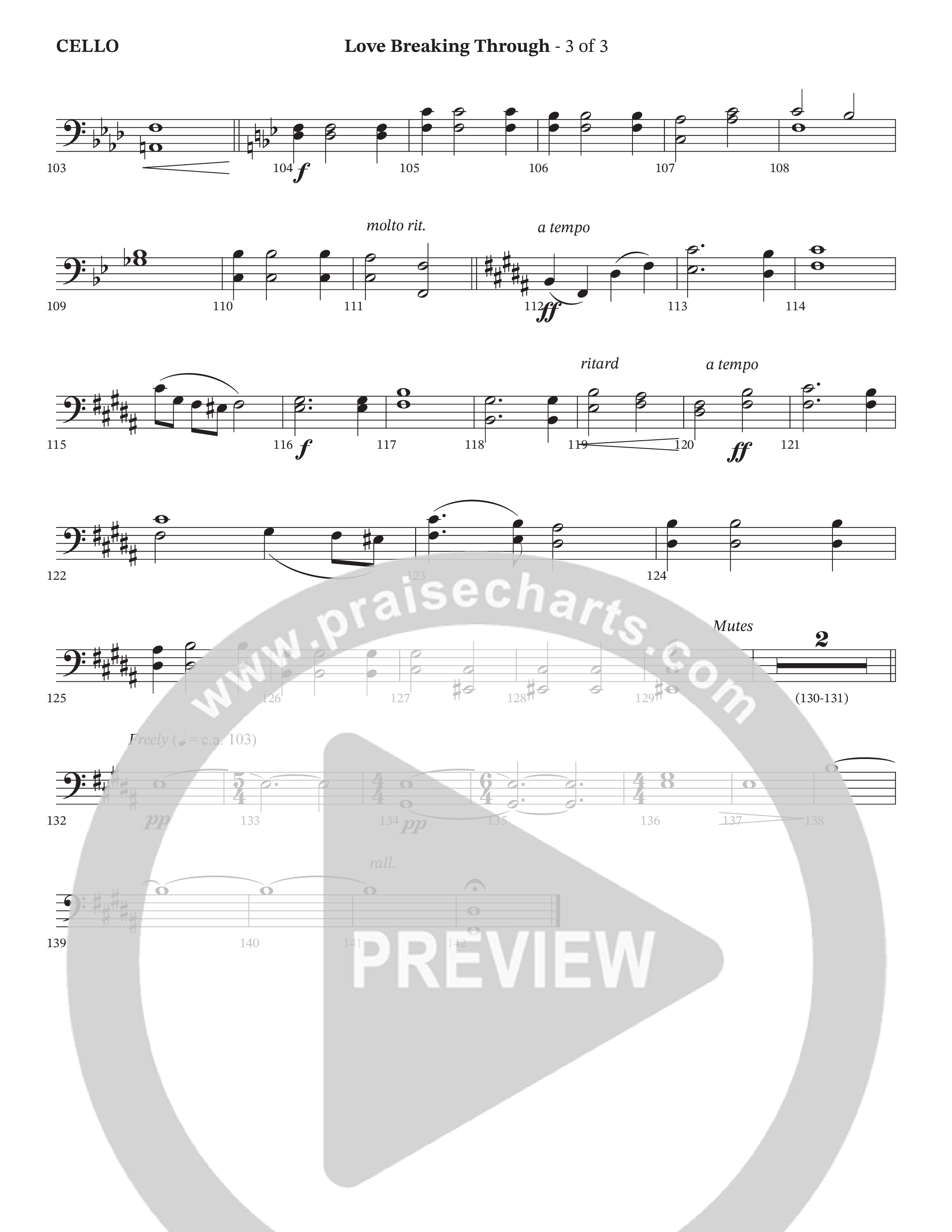 Love Breaking Through (Choral Anthem SATB) Cello (TaRanda Greene / The Brooklyn Tabernacle Choir / Arr. Bradley Knight)