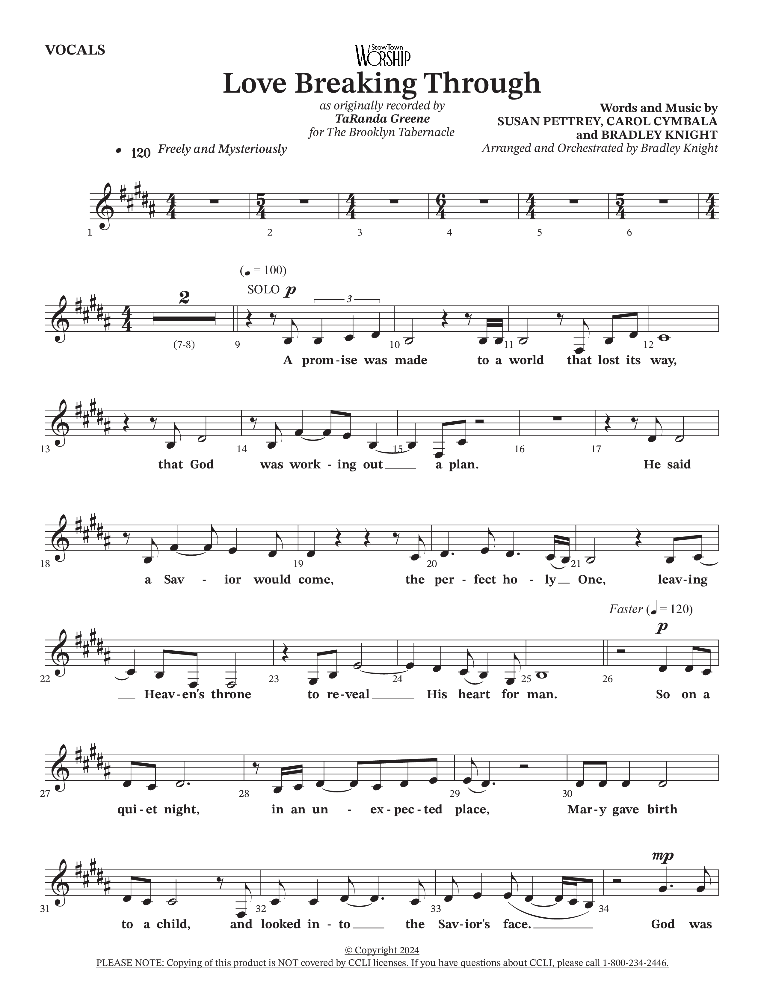 Love Breaking Through (Choral Anthem SATB) Choir Sheet (TaRanda Greene / The Brooklyn Tabernacle Choir / Arr. Bradley Knight)