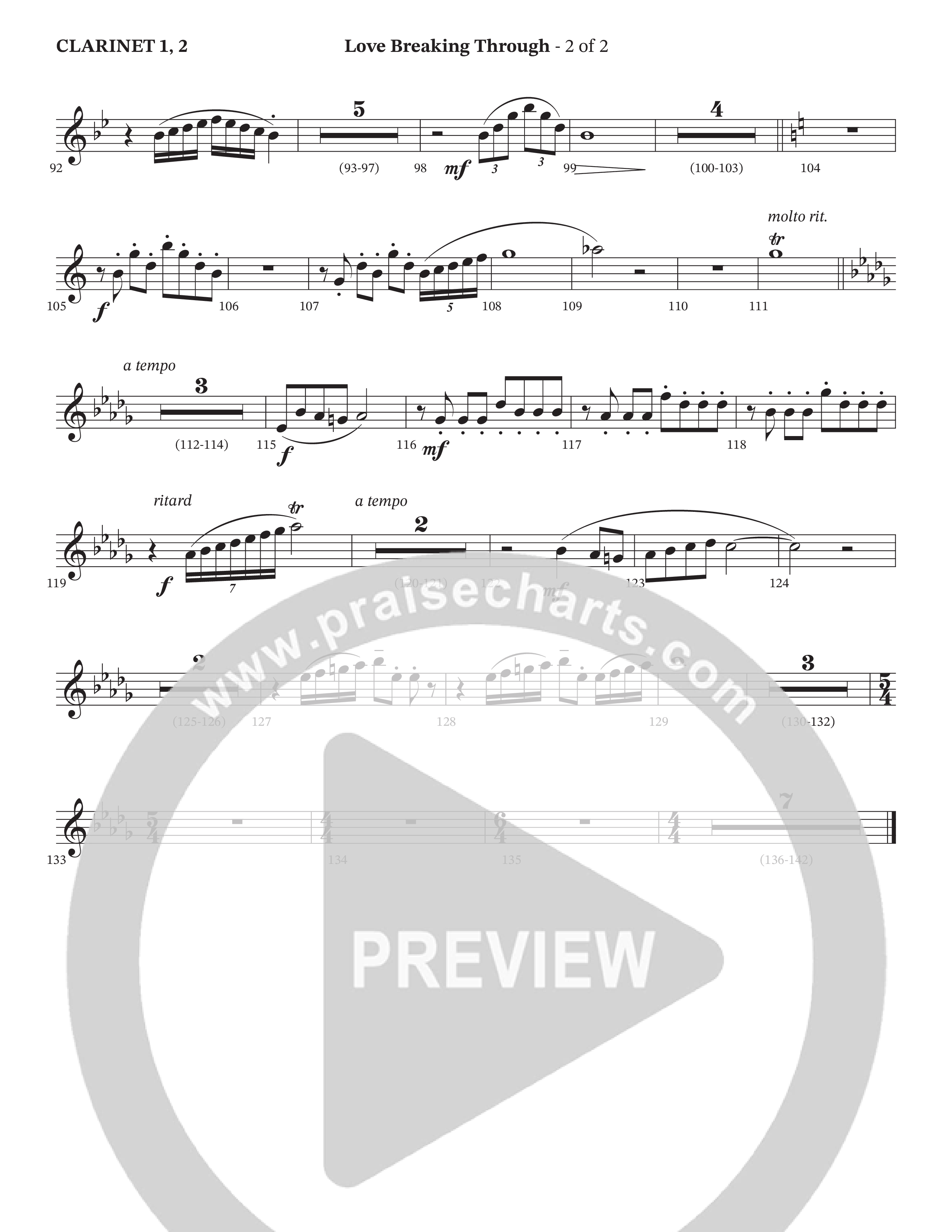 Love Breaking Through (Choral Anthem SATB) Clarinet 1/2 (TaRanda Greene / The Brooklyn Tabernacle Choir / Arr. Bradley Knight)