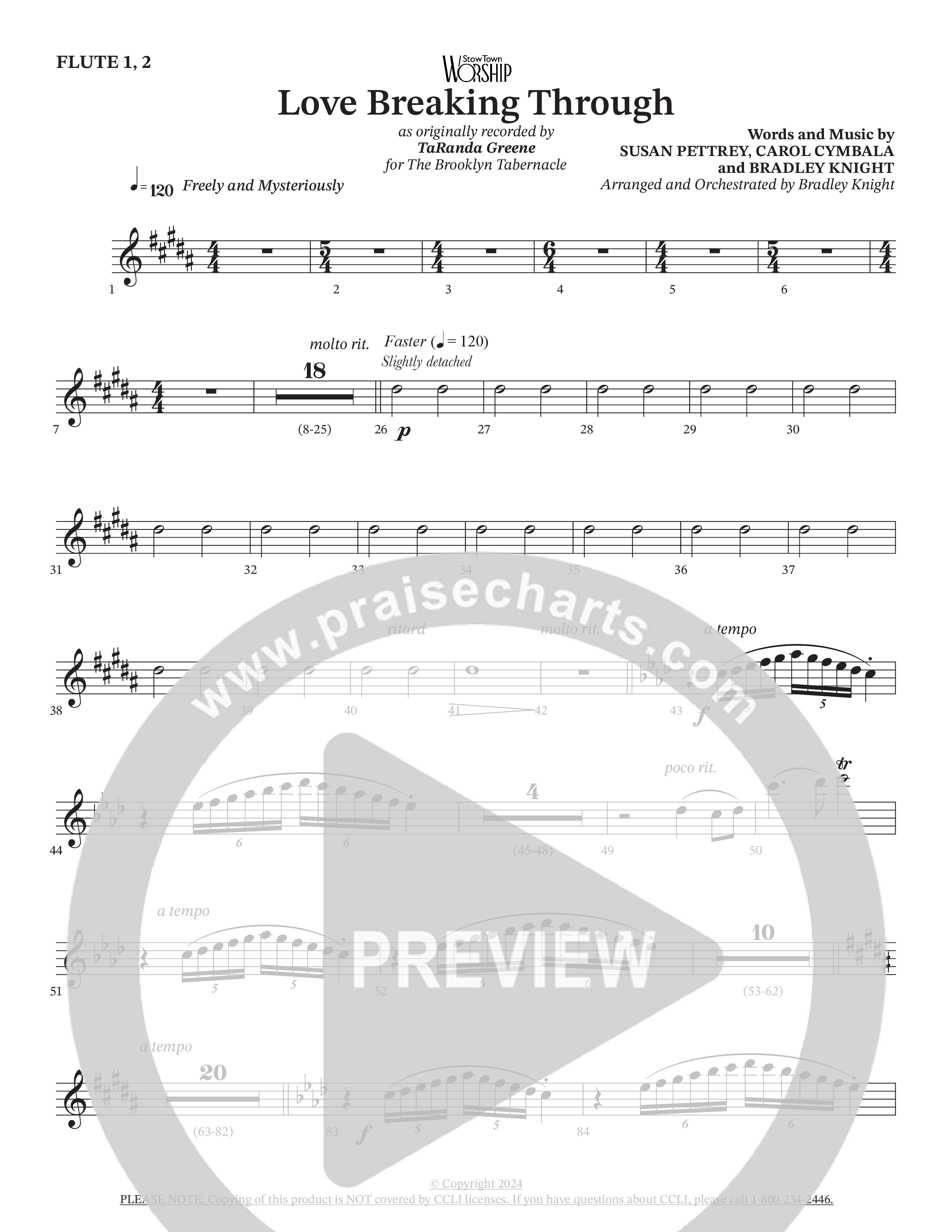 Love Breaking Through (Choral Anthem SATB) Flute 1/2 (TaRanda Greene / The Brooklyn Tabernacle Choir / Arr. Bradley Knight)