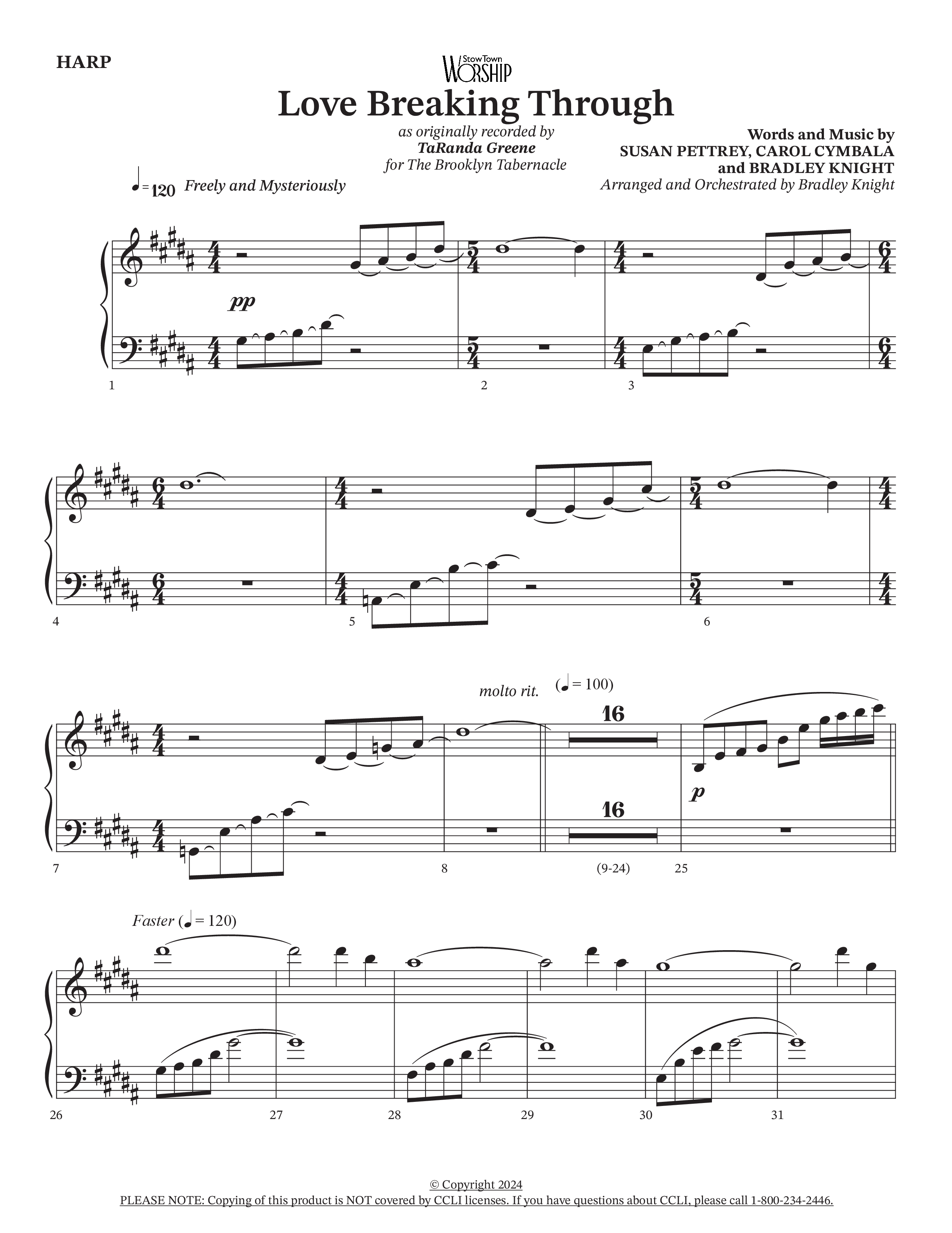 Love Breaking Through (Choral Anthem SATB) Harp (TaRanda Greene / The Brooklyn Tabernacle Choir / Arr. Bradley Knight)