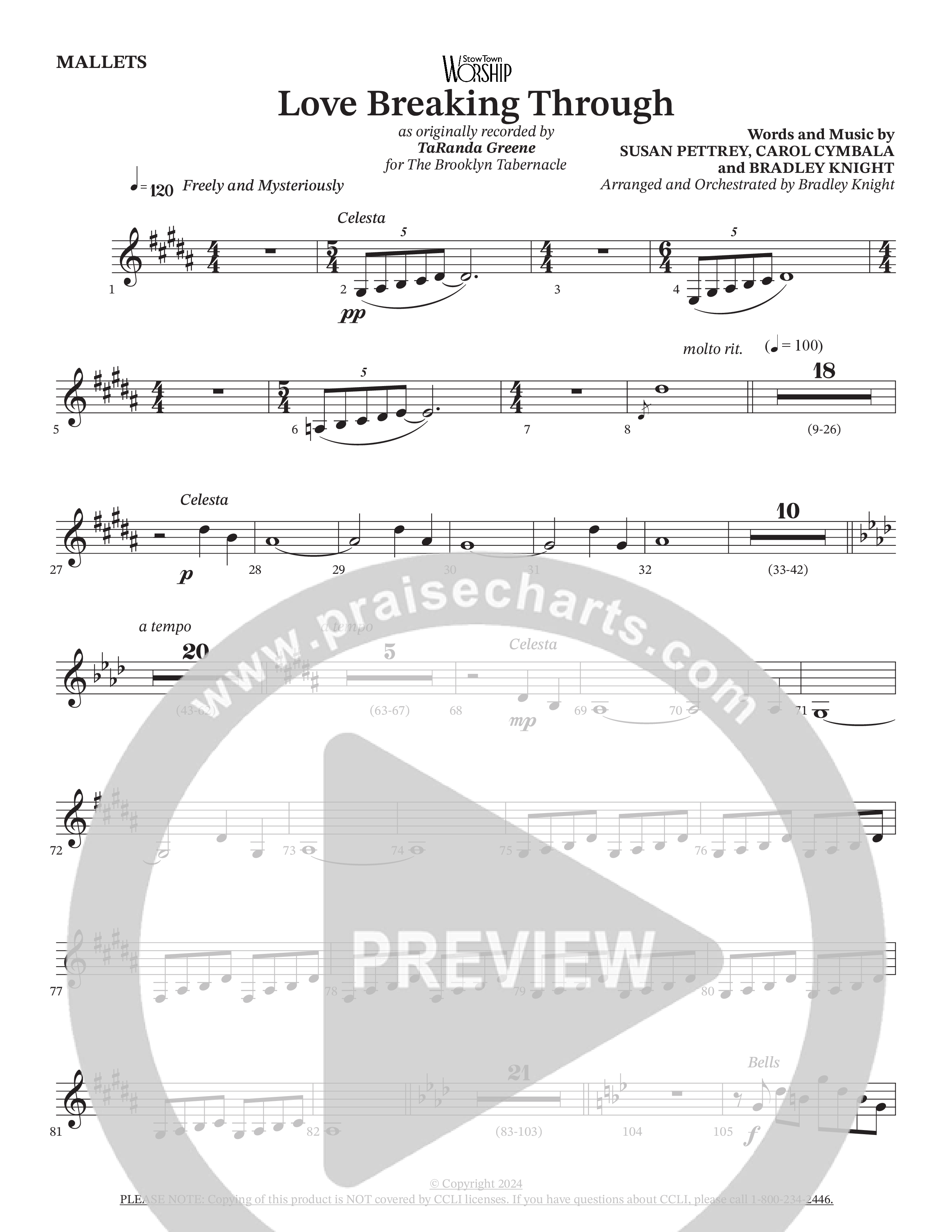 Love Breaking Through (Choral Anthem SATB) Mallets (TaRanda Greene / The Brooklyn Tabernacle Choir / Arr. Bradley Knight)