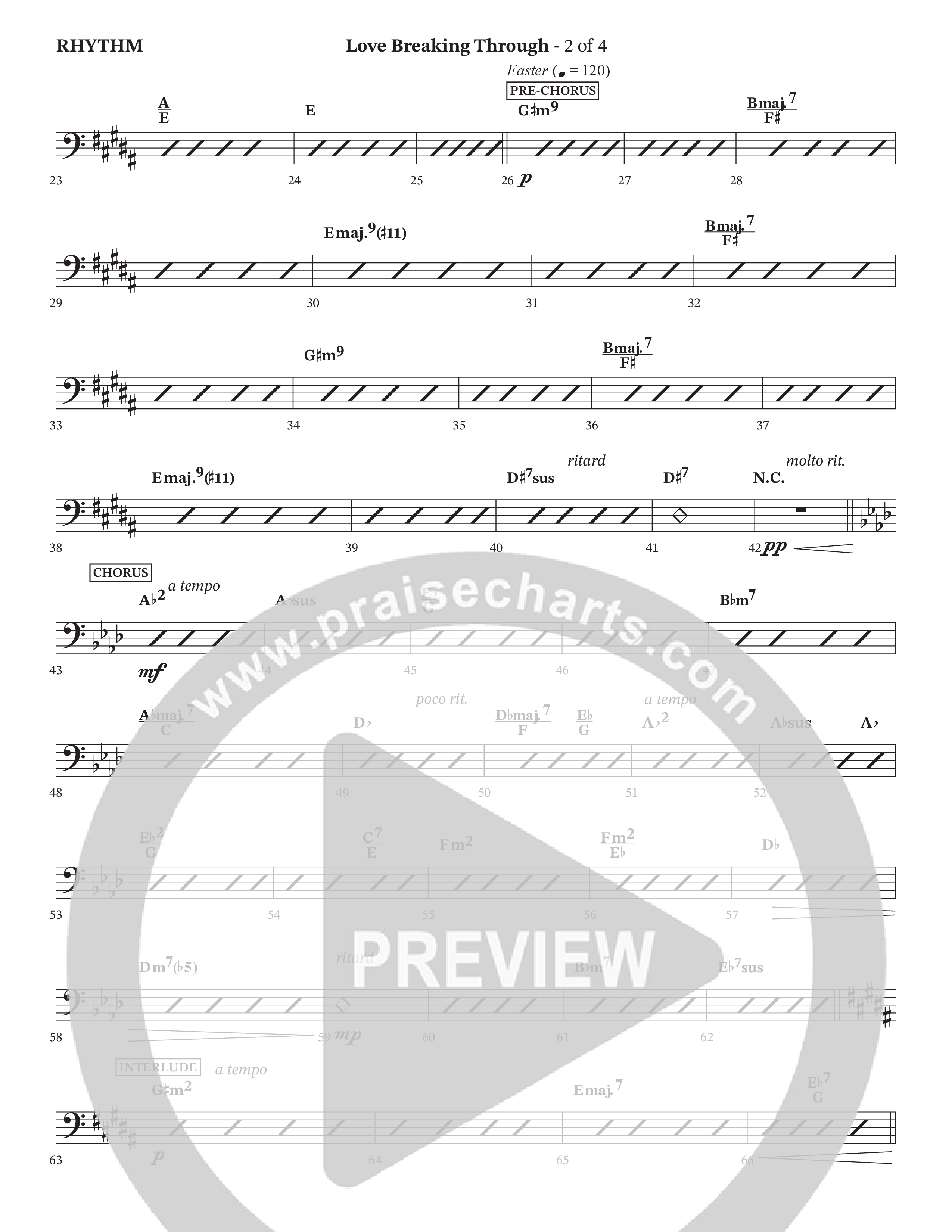 Love Breaking Through (Choral Anthem SATB) Rhythm Chart (TaRanda Greene / The Brooklyn Tabernacle Choir / Arr. Bradley Knight)