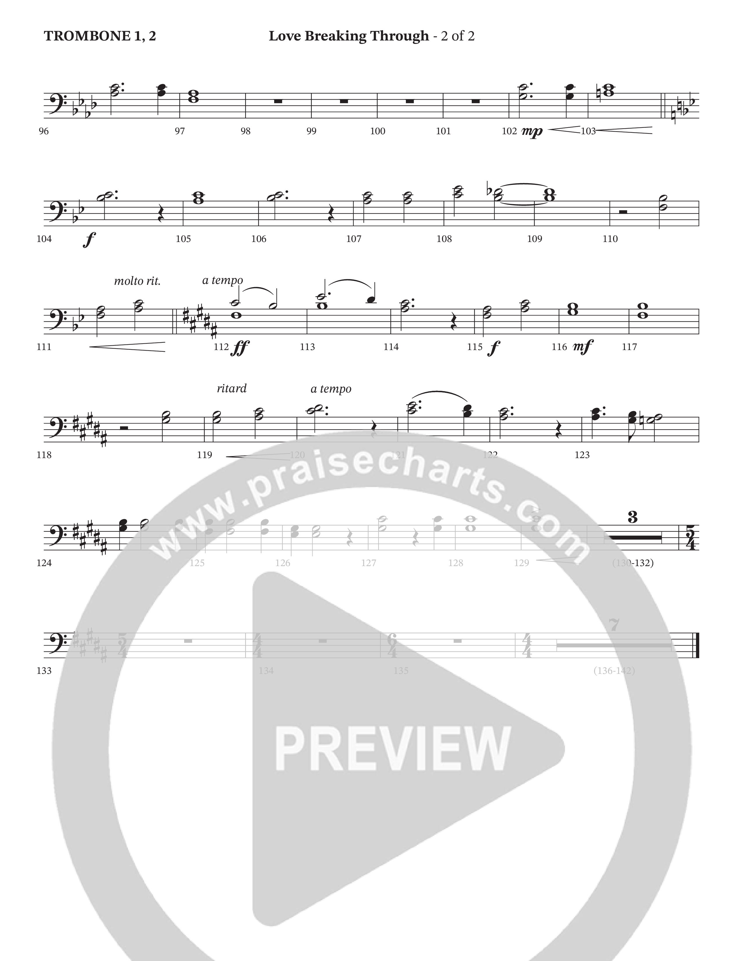 Love Breaking Through (Choral Anthem SATB) Trombone 1/2 (TaRanda Greene / The Brooklyn Tabernacle Choir / Arr. Bradley Knight)
