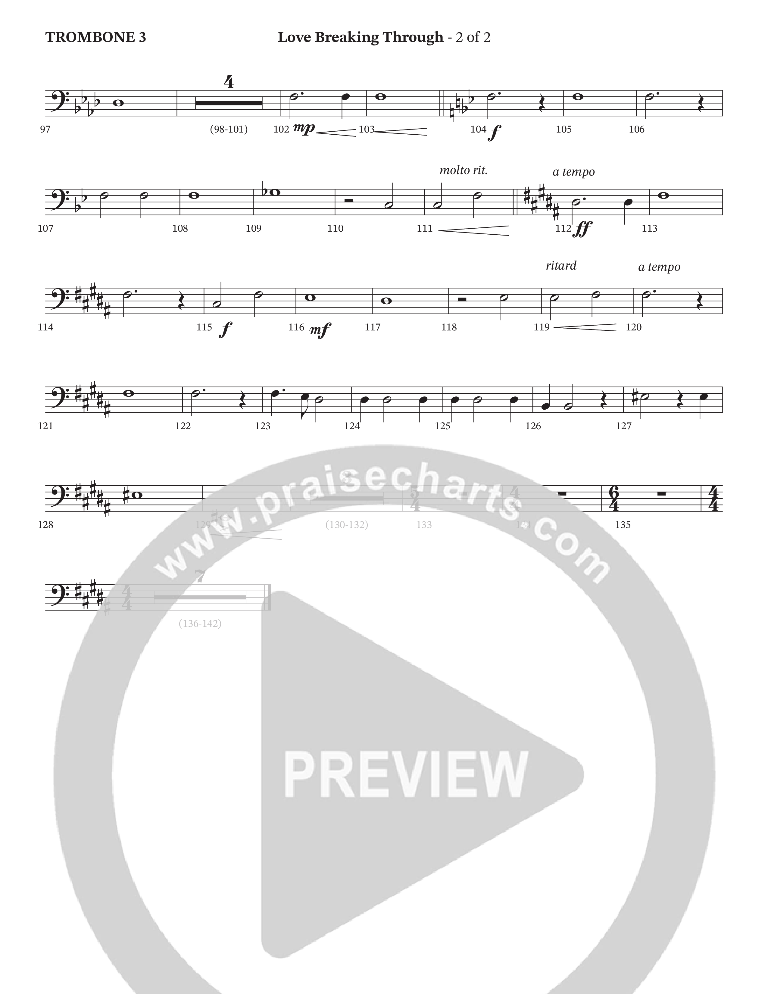 Love Breaking Through (Choral Anthem SATB) Trombone 3 (TaRanda Greene / The Brooklyn Tabernacle Choir / Arr. Bradley Knight)