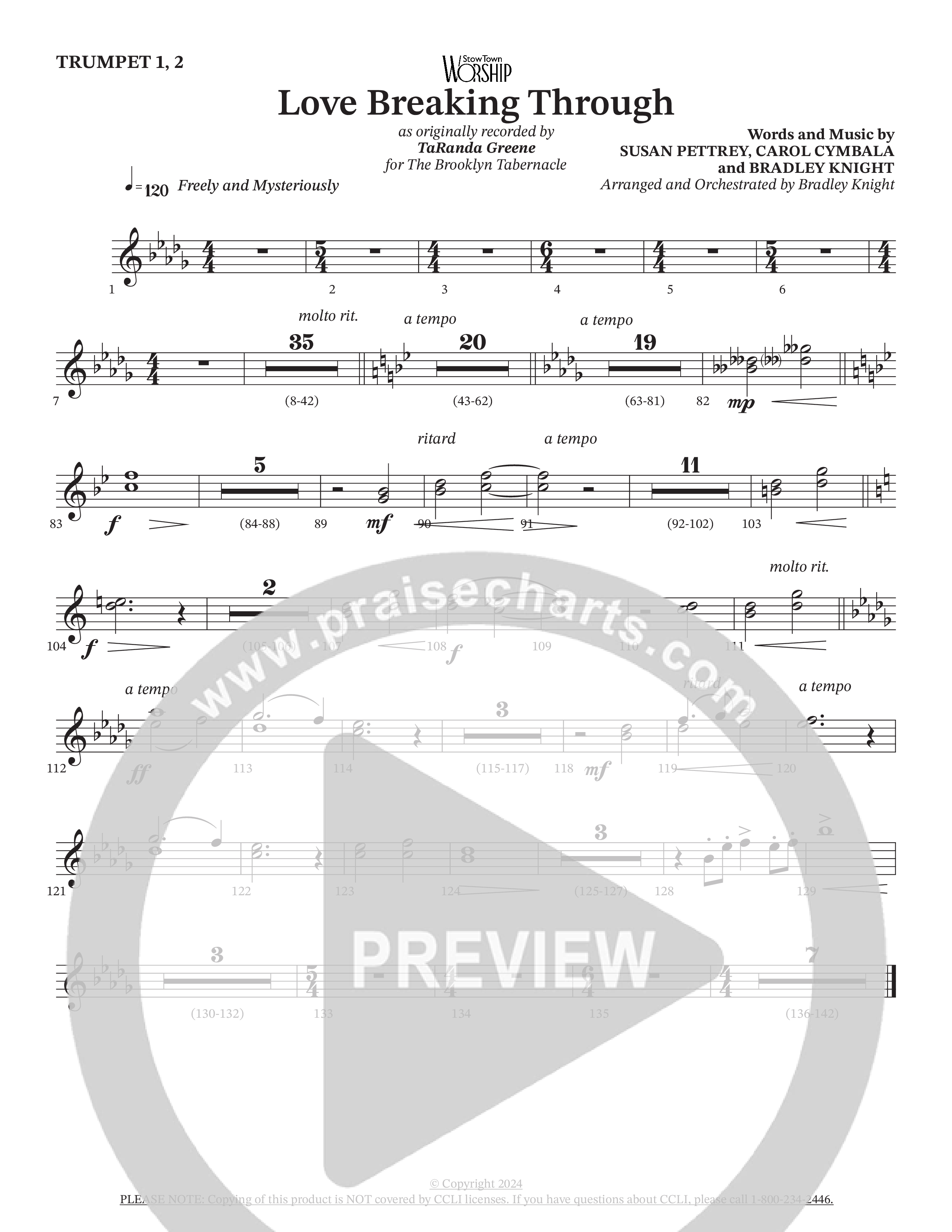 Love Breaking Through (Choral Anthem SATB) Brass Pack (TaRanda Greene / The Brooklyn Tabernacle Choir / Arr. Bradley Knight)
