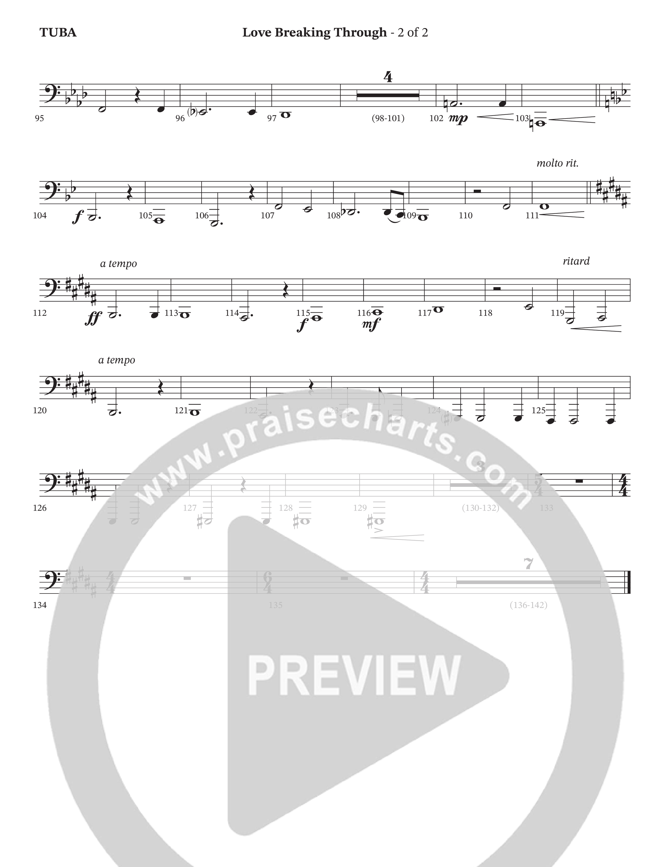 Love Breaking Through (Choral Anthem SATB) Tuba (TaRanda Greene / The Brooklyn Tabernacle Choir / Arr. Bradley Knight)