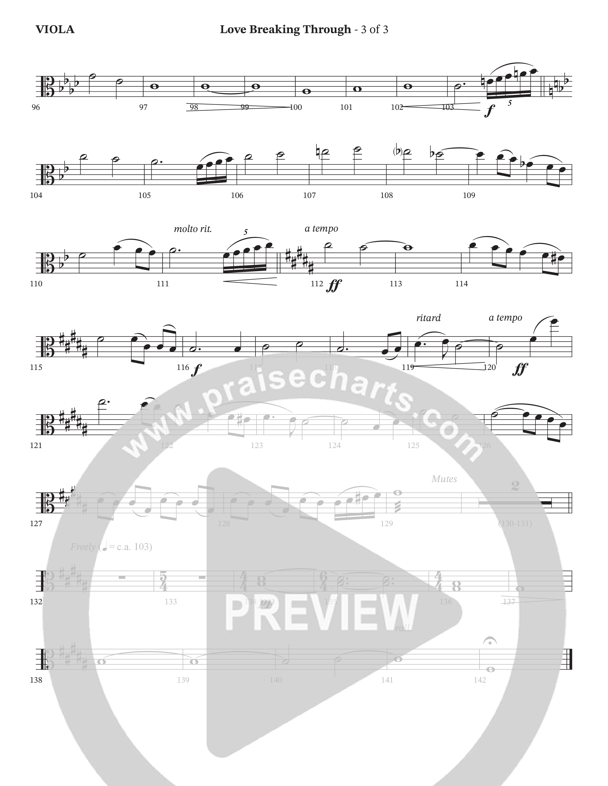 Love Breaking Through (Choral Anthem SATB) Viola (TaRanda Greene / The Brooklyn Tabernacle Choir / Arr. Bradley Knight)