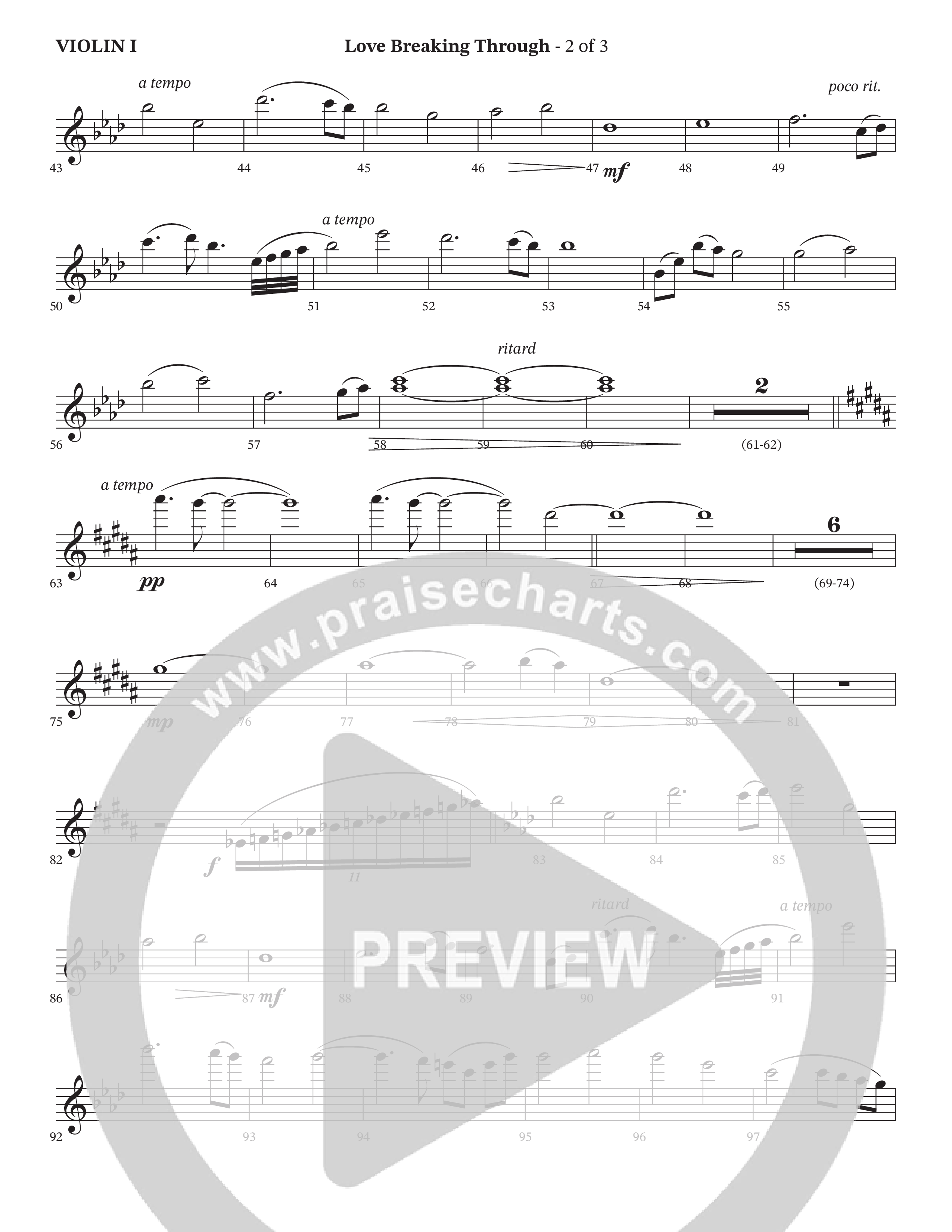 Love Breaking Through (Choral Anthem SATB) Violin 1 (TaRanda Greene / The Brooklyn Tabernacle Choir / Arr. Bradley Knight)