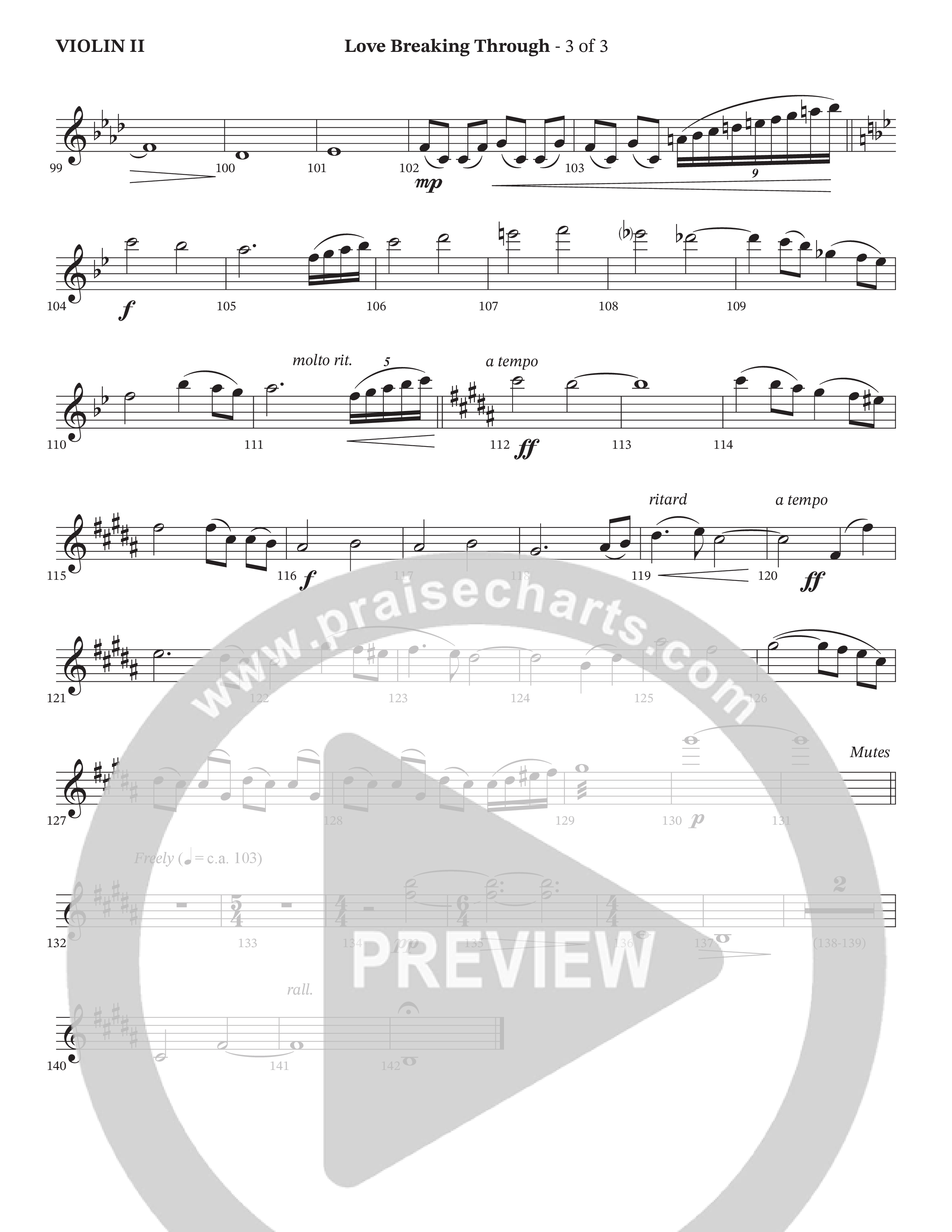 Love Breaking Through (Choral Anthem SATB) Violin 2 (TaRanda Greene / The Brooklyn Tabernacle Choir / Arr. Bradley Knight)