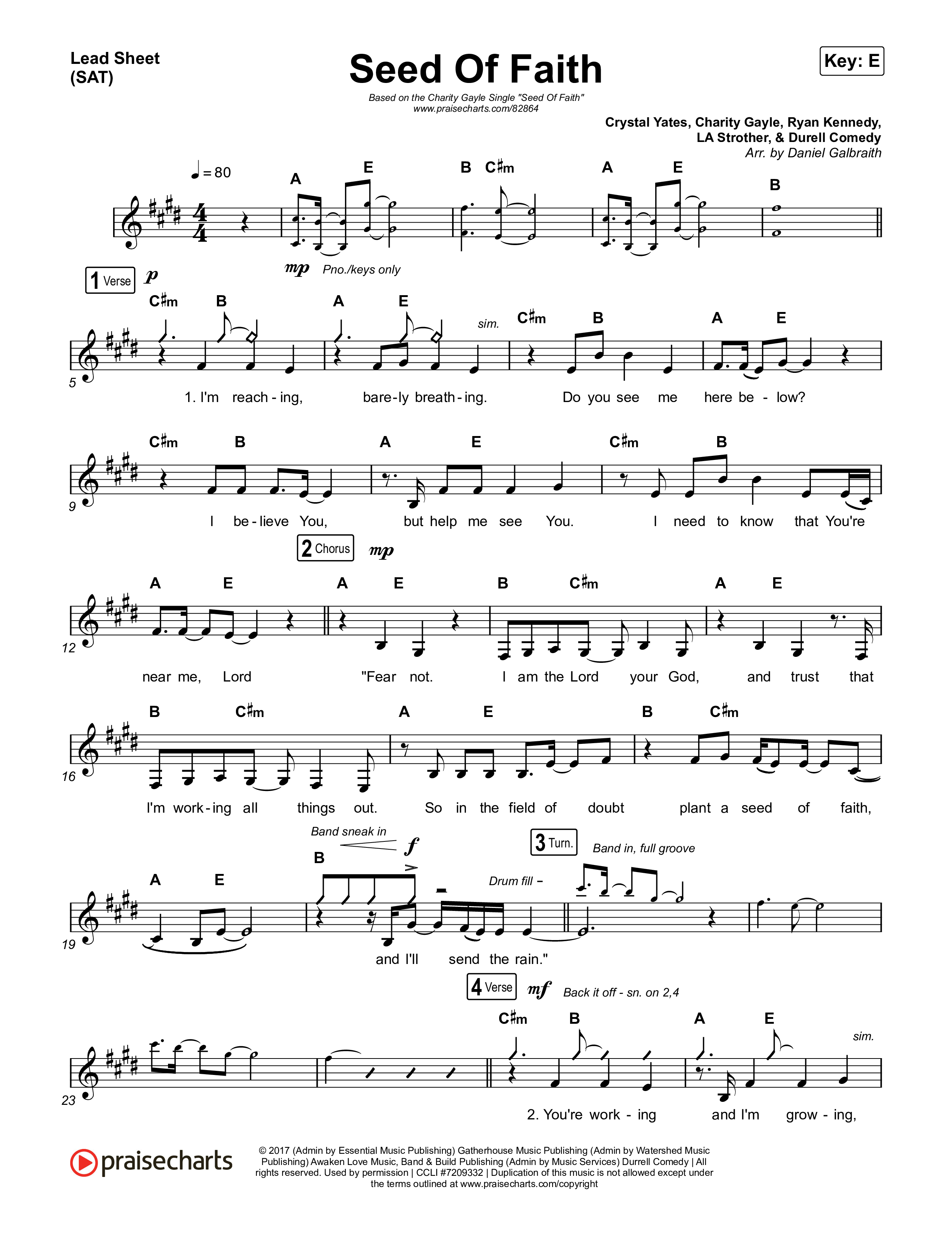 Seed Of Faith Lead Sheet (SAT) (Charity Gayle)