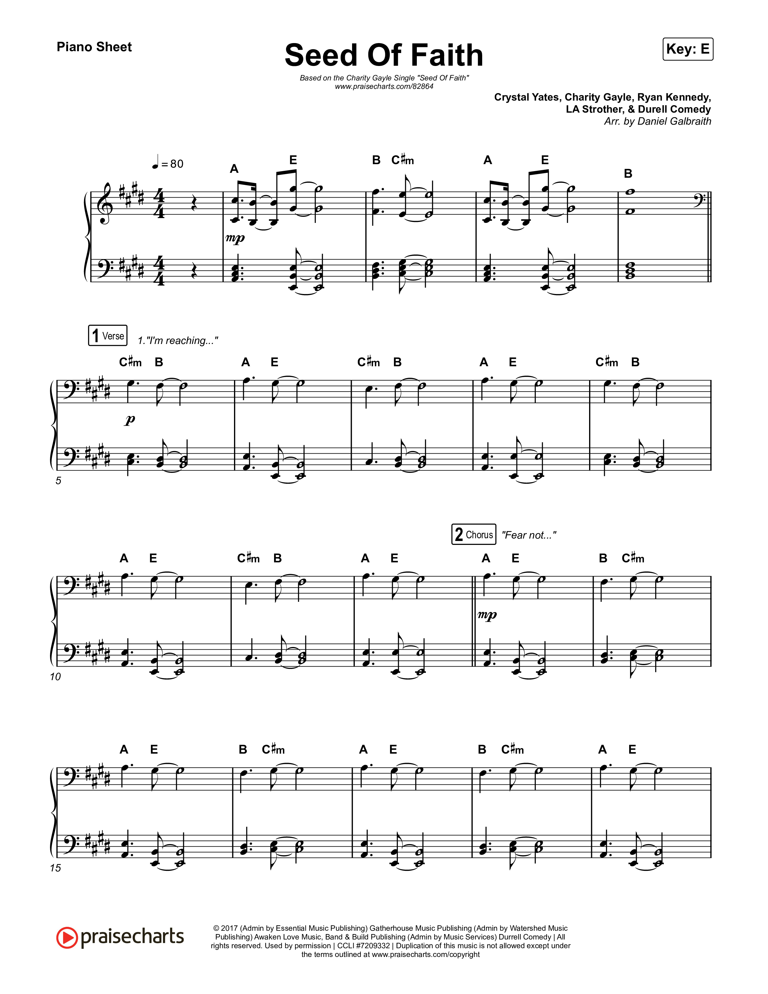 Seed Of Faith Piano Sheet (Charity Gayle)
