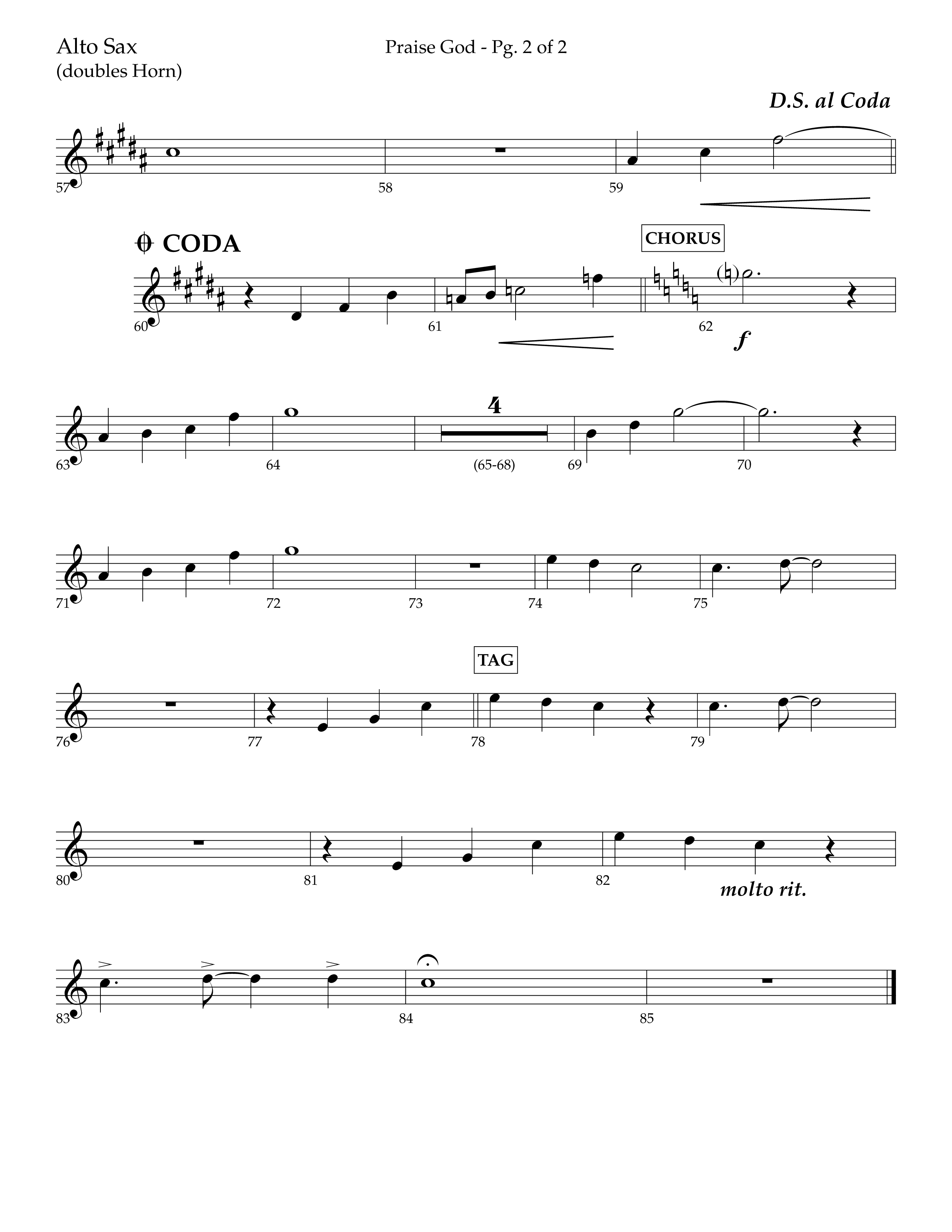 Praise God (Choral Anthem SATB) Alto Sax (Lifeway Choral / Arr. Dennis Allen)