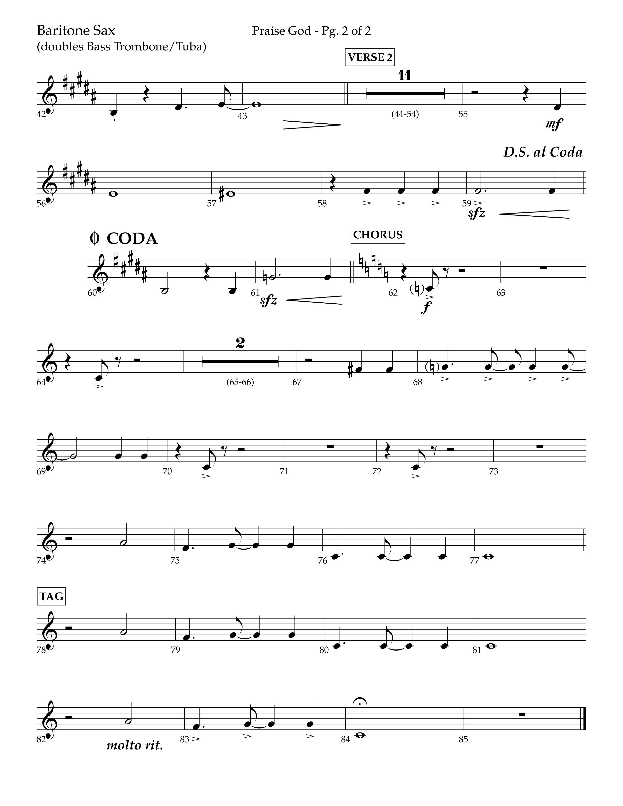 Praise God (Choral Anthem SATB) Bari Sax (Lifeway Choral / Arr. Dennis Allen)