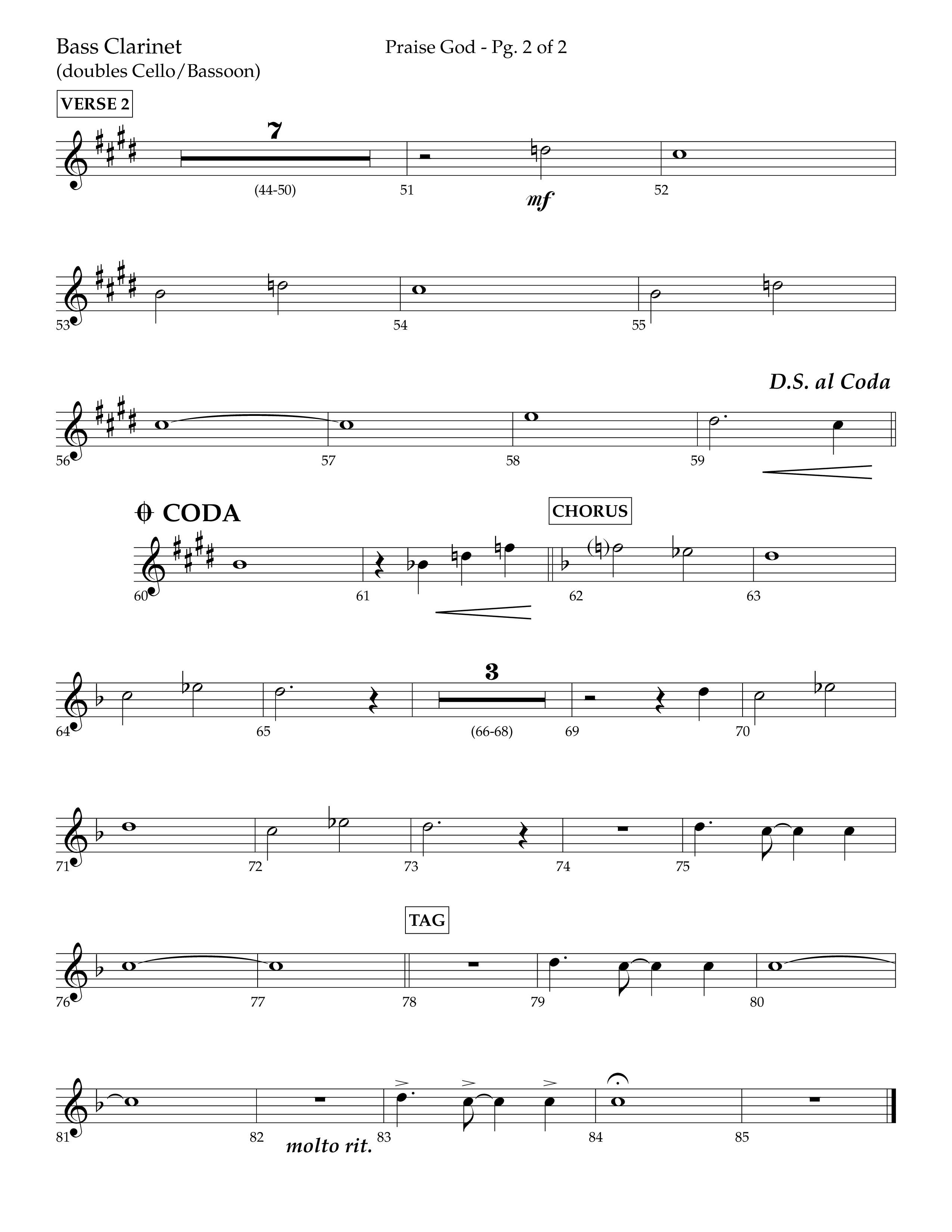 Praise God (Choral Anthem SATB) Bass Clarinet (Lifeway Choral / Arr. Dennis Allen)