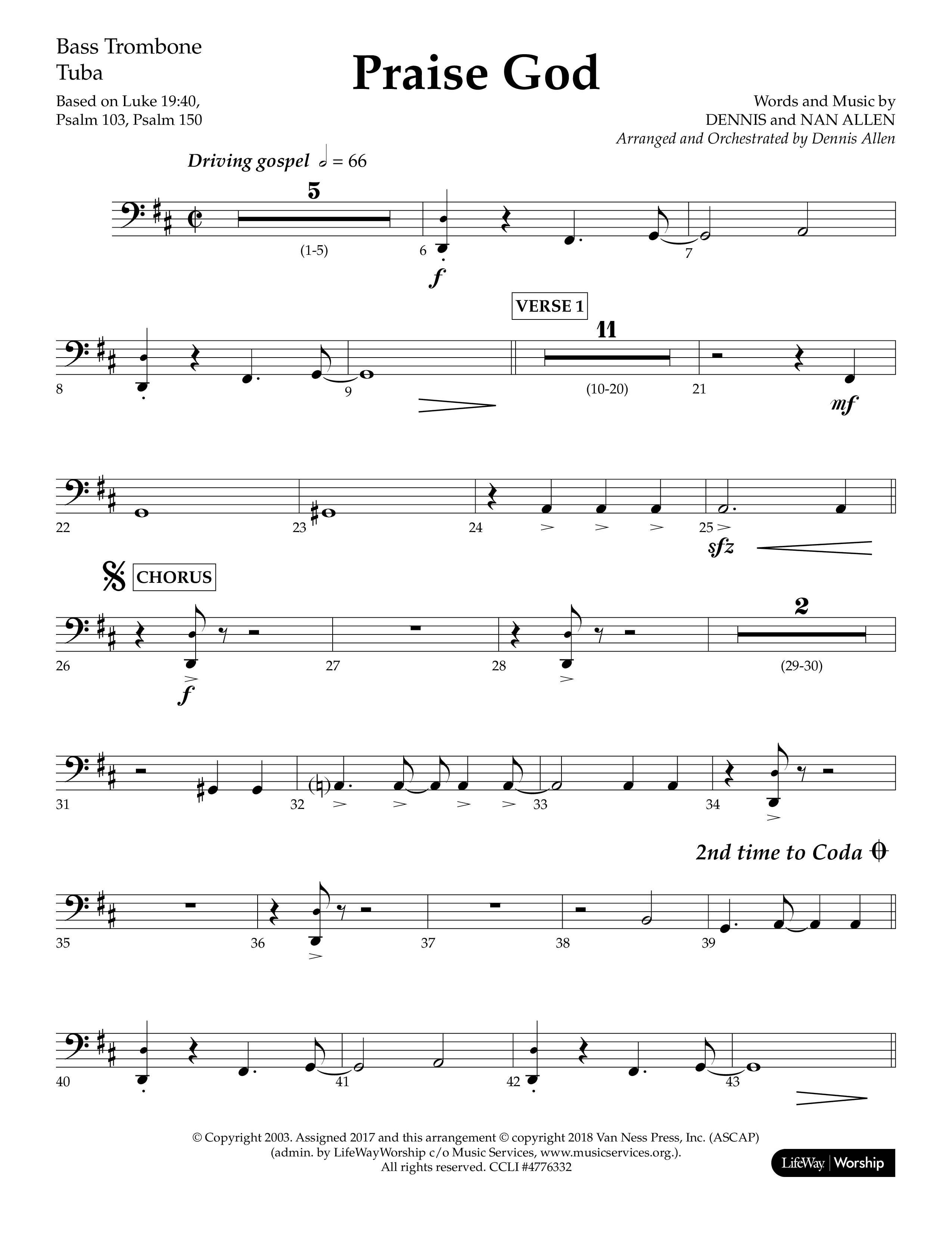 Praise God (Choral Anthem SATB) Orchestration (Lifeway Choral / Arr. Dennis Allen)