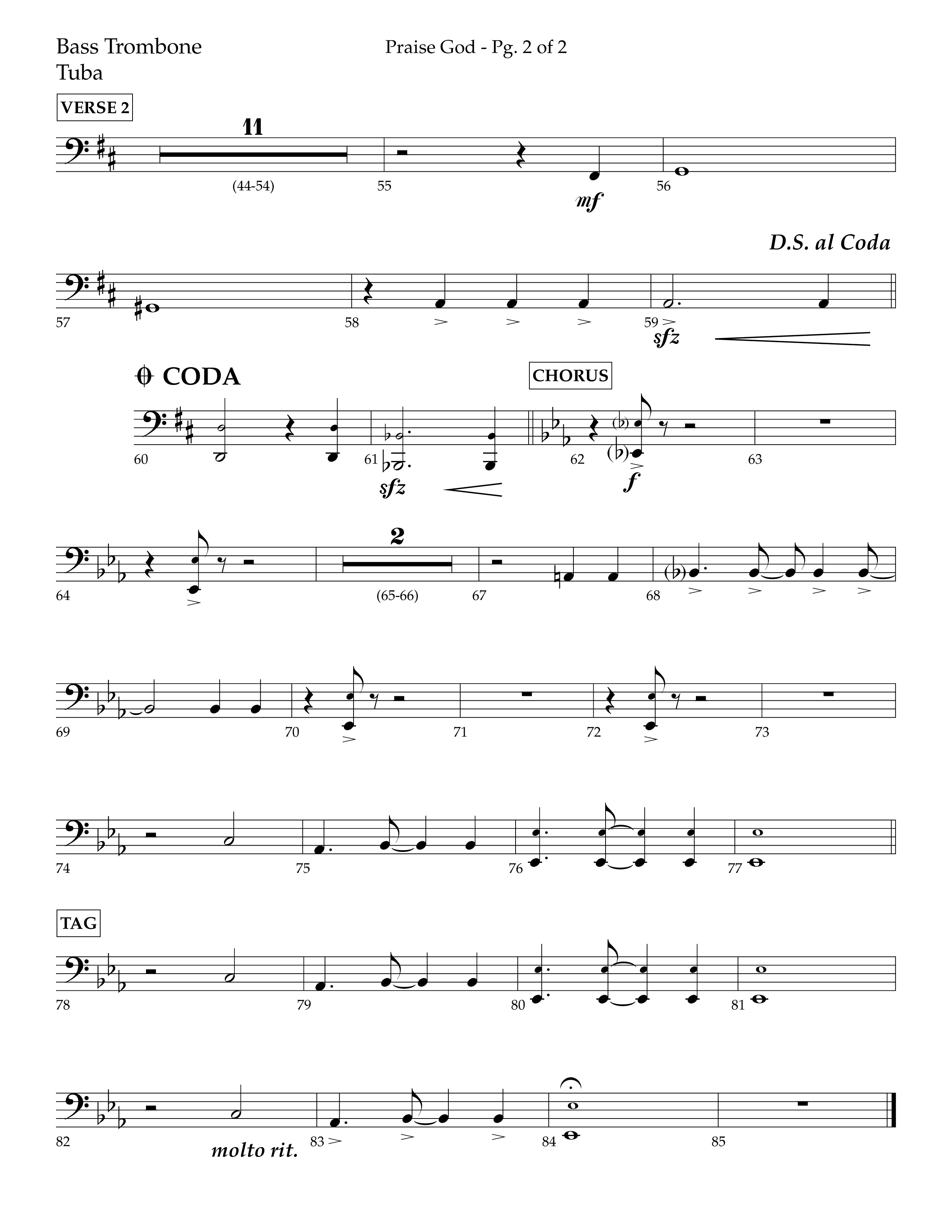 Praise God (Choral Anthem SATB) Bass Trombone, Tuba (Lifeway Choral / Arr. Dennis Allen)