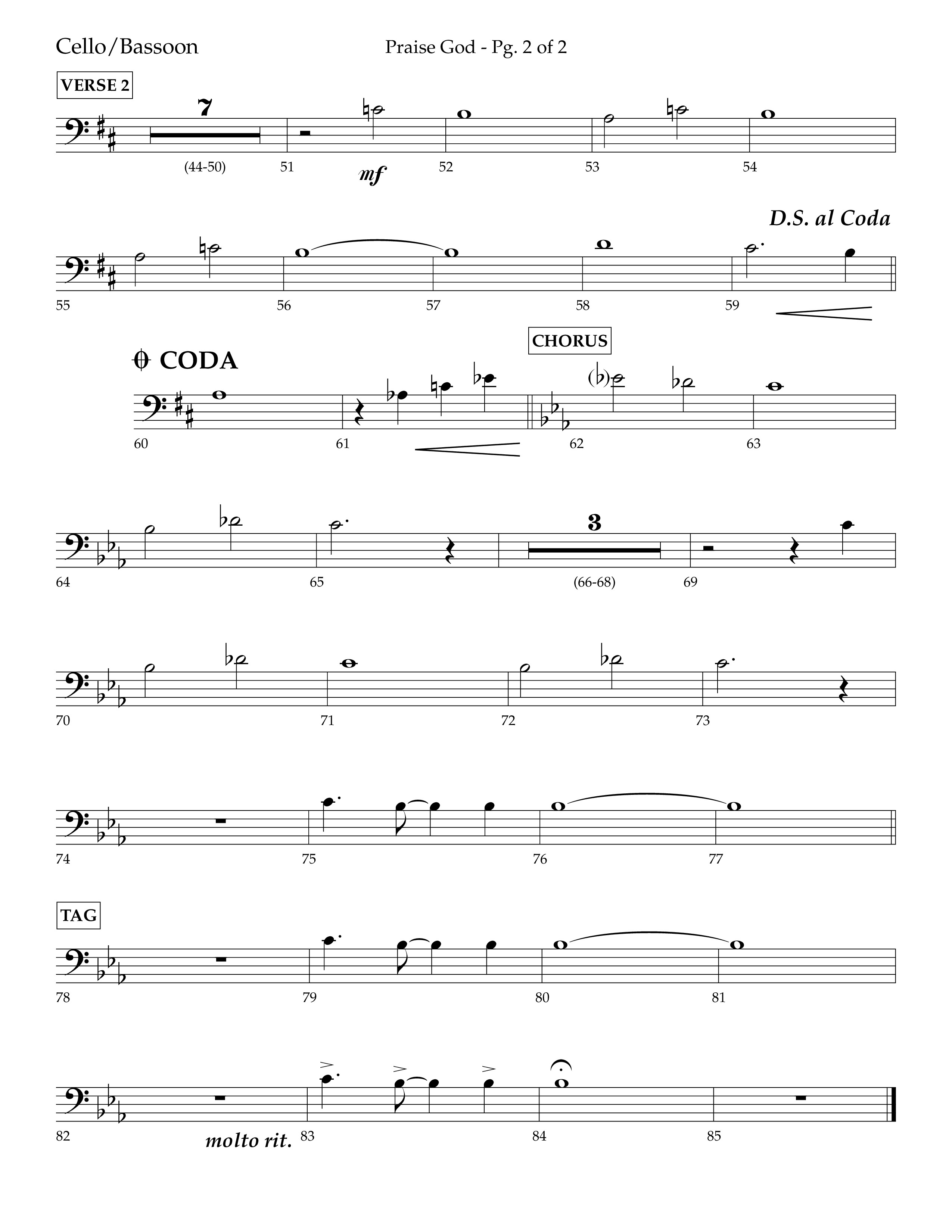 Praise God (Choral Anthem SATB) Cello (Lifeway Choral / Arr. Dennis Allen)