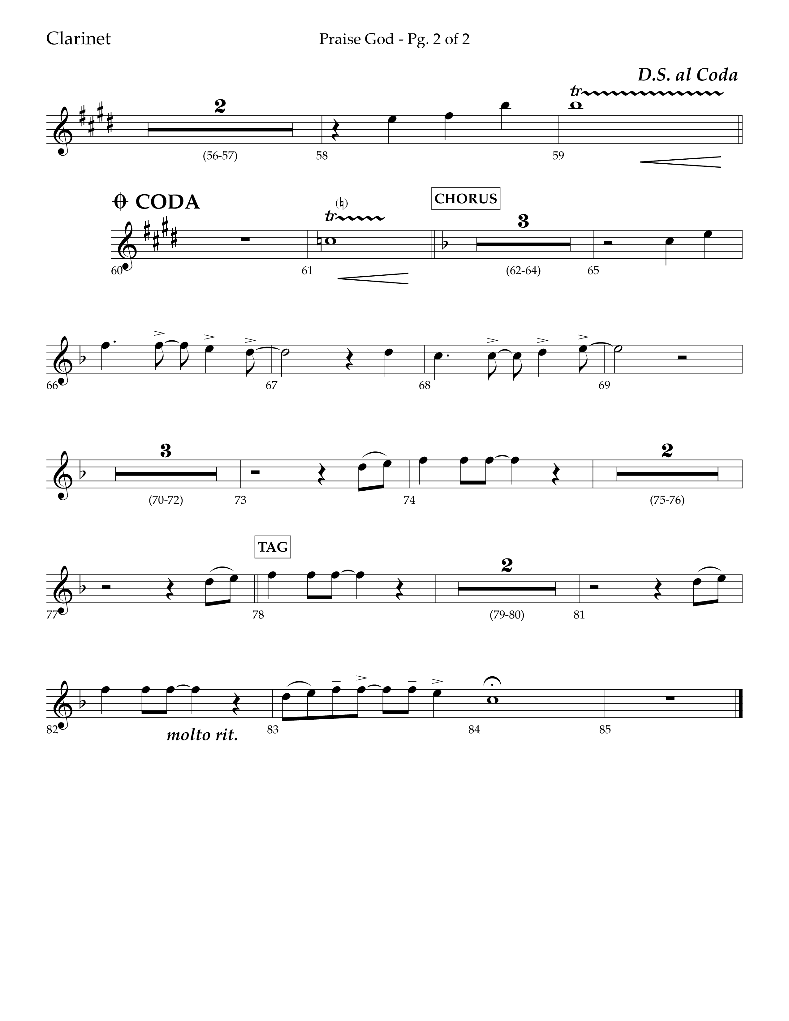 Praise God (Choral Anthem SATB) Clarinet (Lifeway Choral / Arr. Dennis Allen)
