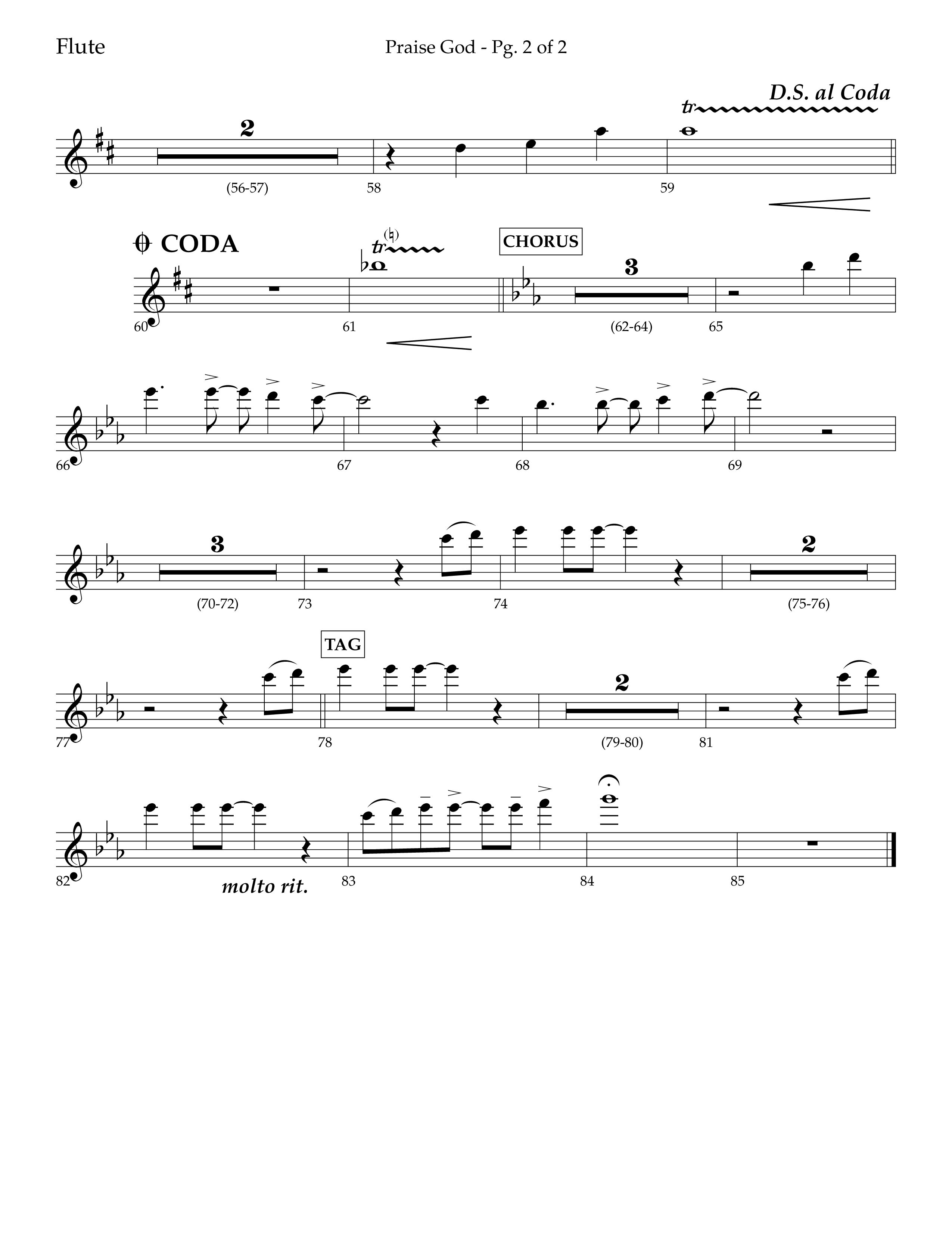 Praise God (Choral Anthem SATB) Flute (Lifeway Choral / Arr. Dennis Allen)