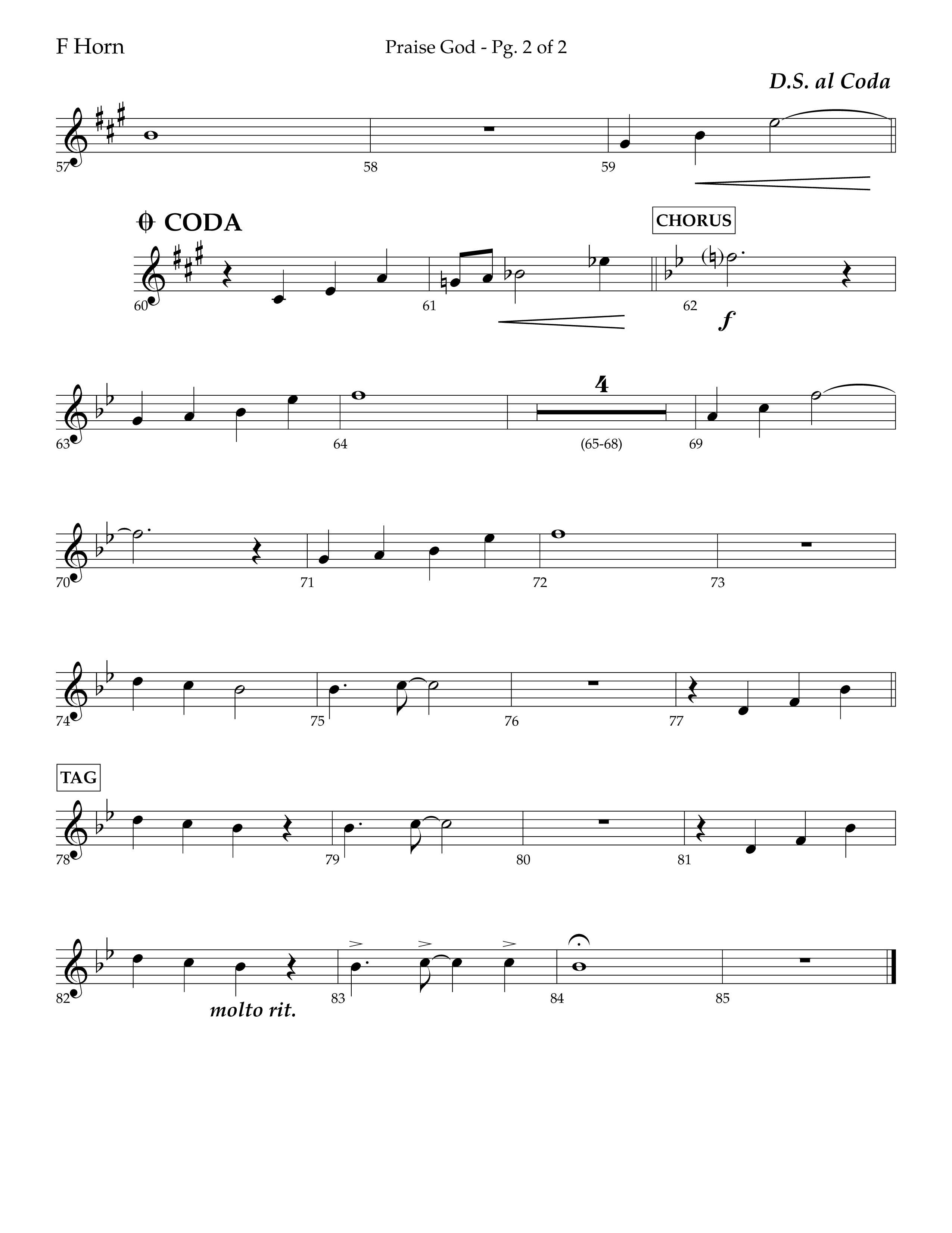 Praise God (Choral Anthem SATB) French Horn (Lifeway Choral / Arr. Dennis Allen)
