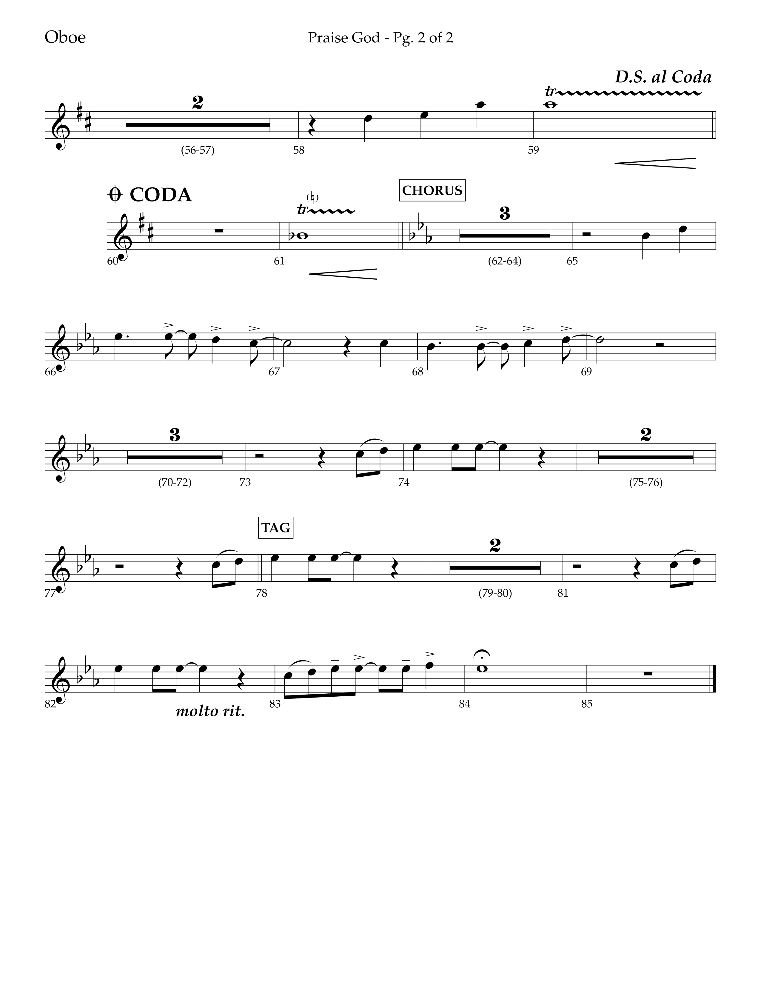 Praise God (Choral Anthem SATB) Oboe (Lifeway Choral / Arr. Dennis Allen)