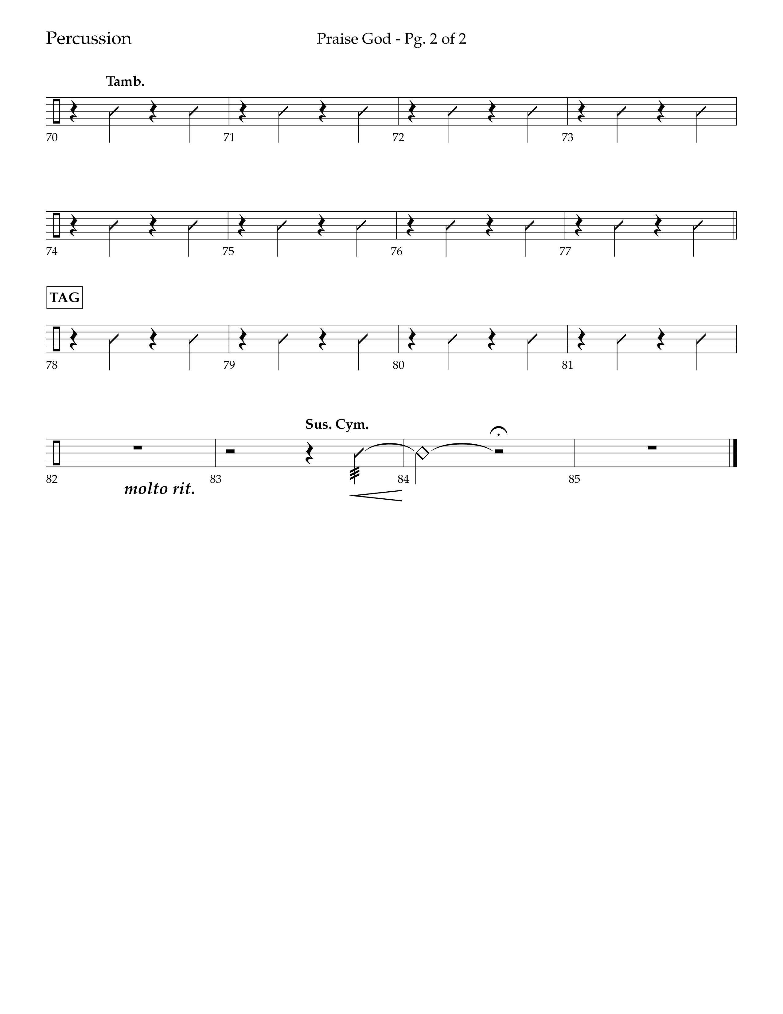 Praise God (Choral Anthem SATB) Percussion (Lifeway Choral / Arr. Dennis Allen)