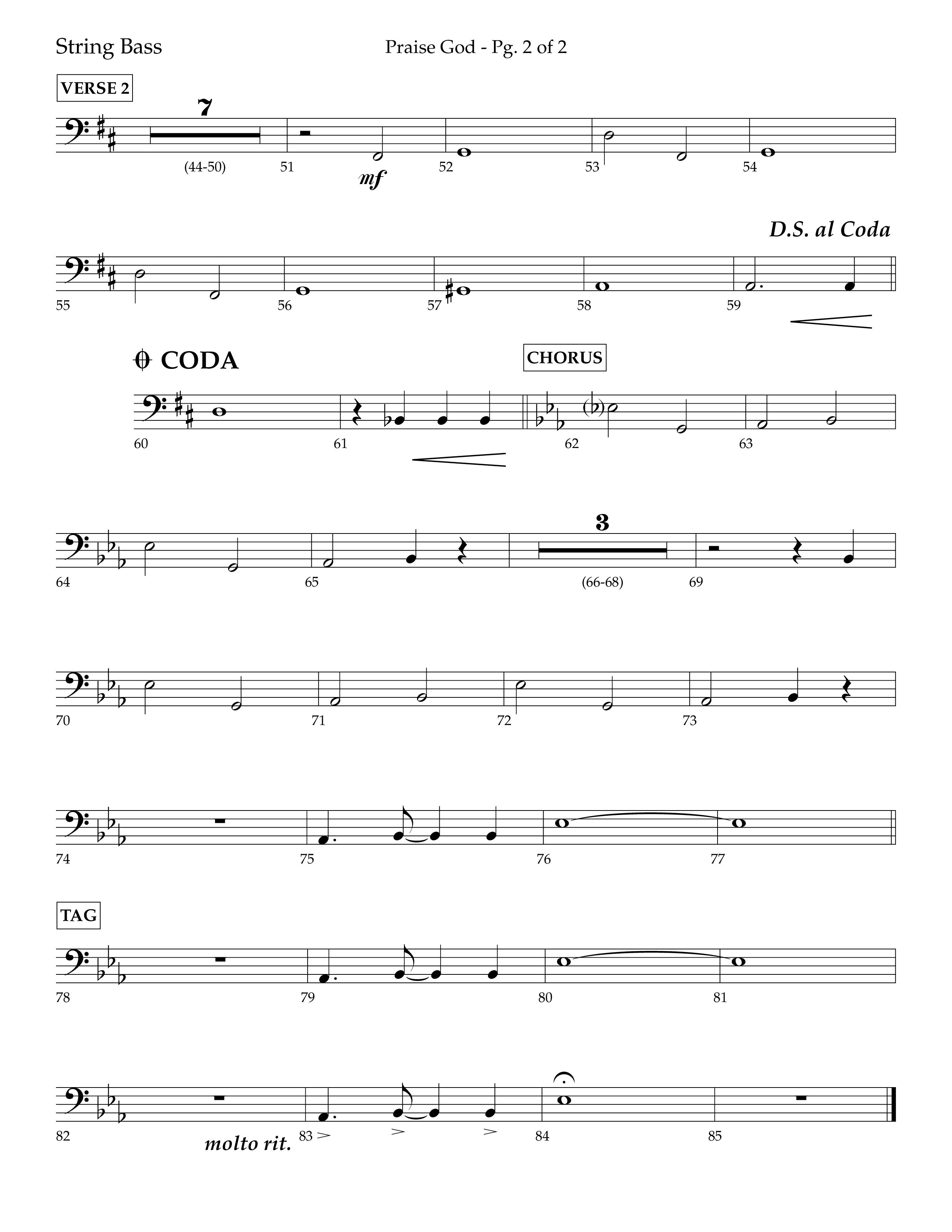 Praise God (Choral Anthem SATB) String Bass (Lifeway Choral / Arr. Dennis Allen)