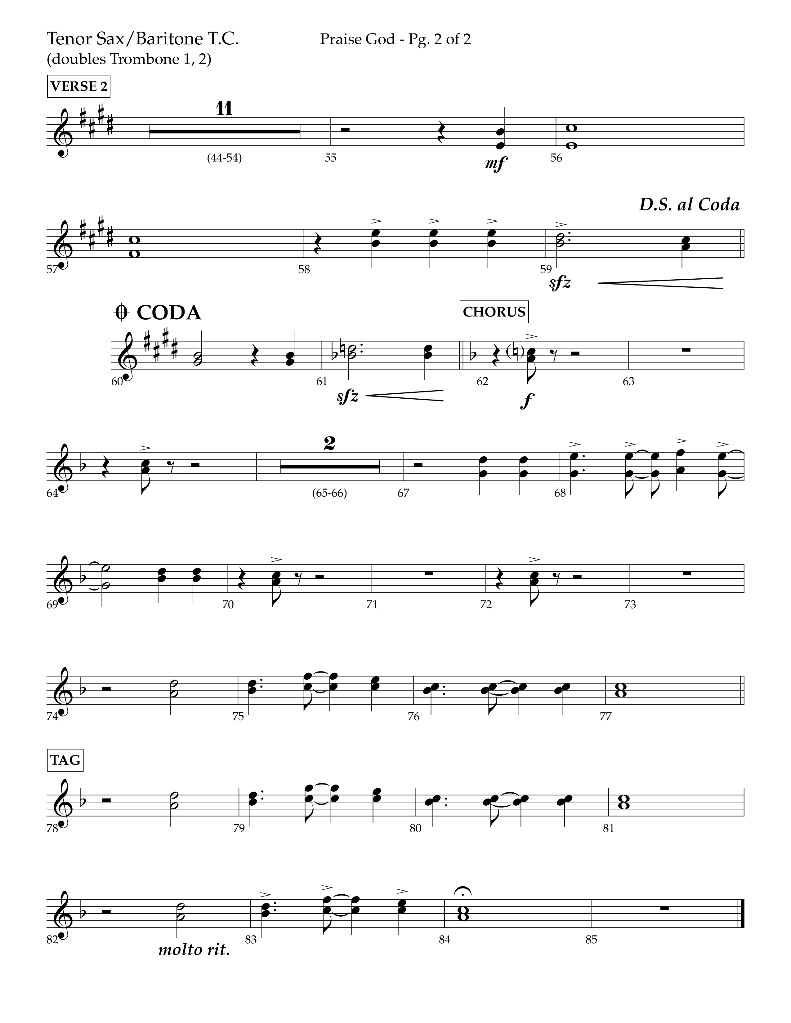 Praise God (Choral Anthem SATB) Tenor Sax/Baritone T.C. (Lifeway Choral / Arr. Dennis Allen)